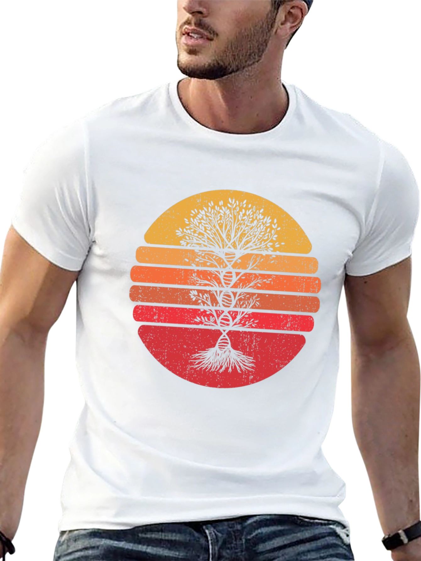 Retro Sunset Tree DNA Graphic Tee