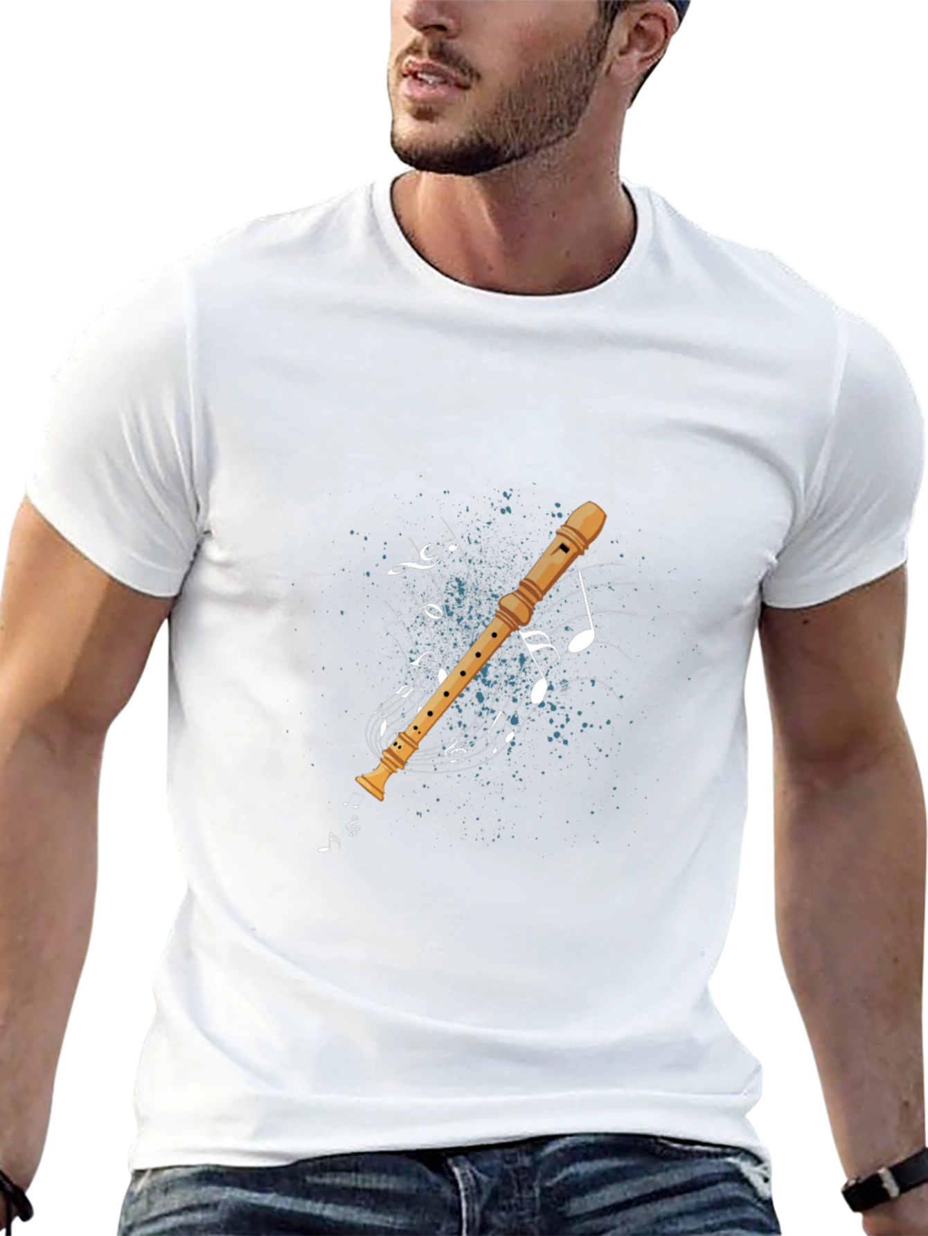 Musical Flute Graphic Tee - Unisex Black T-Shirt