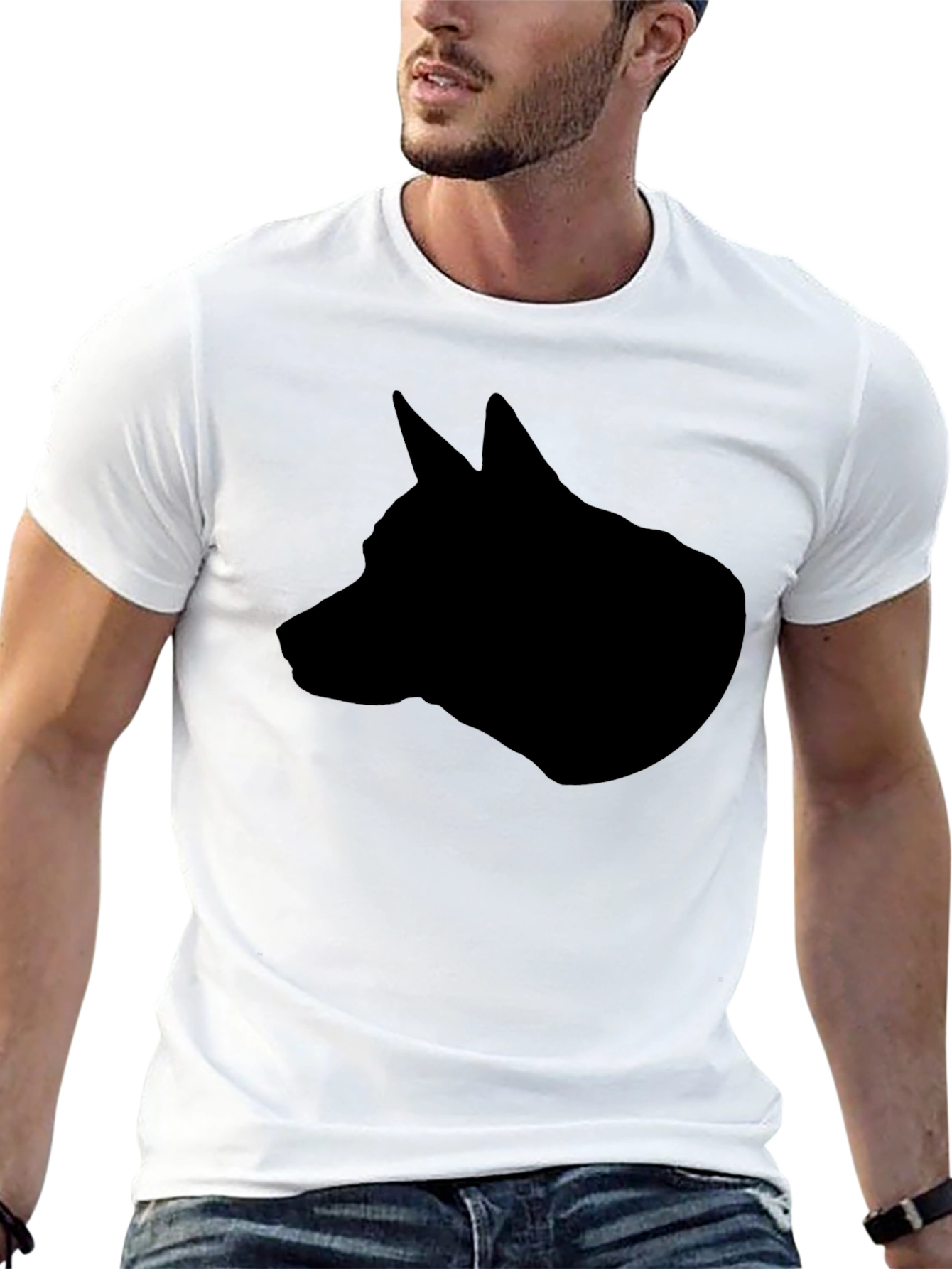 Black Dog Silhouette Graphic Tee - Modern Casual Style