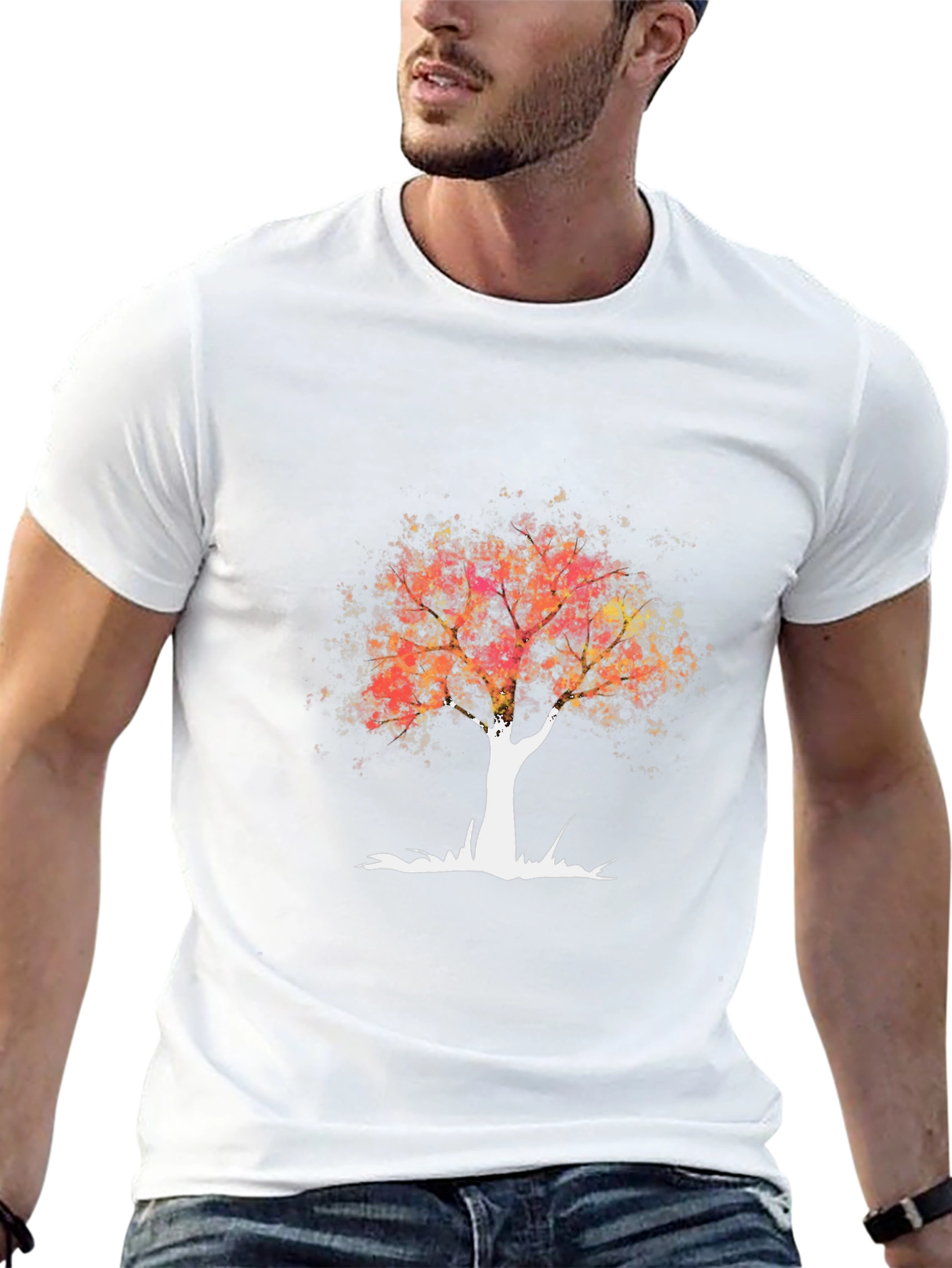 Abstract Tree Graphic Tee - Black Cotton T-Shirt