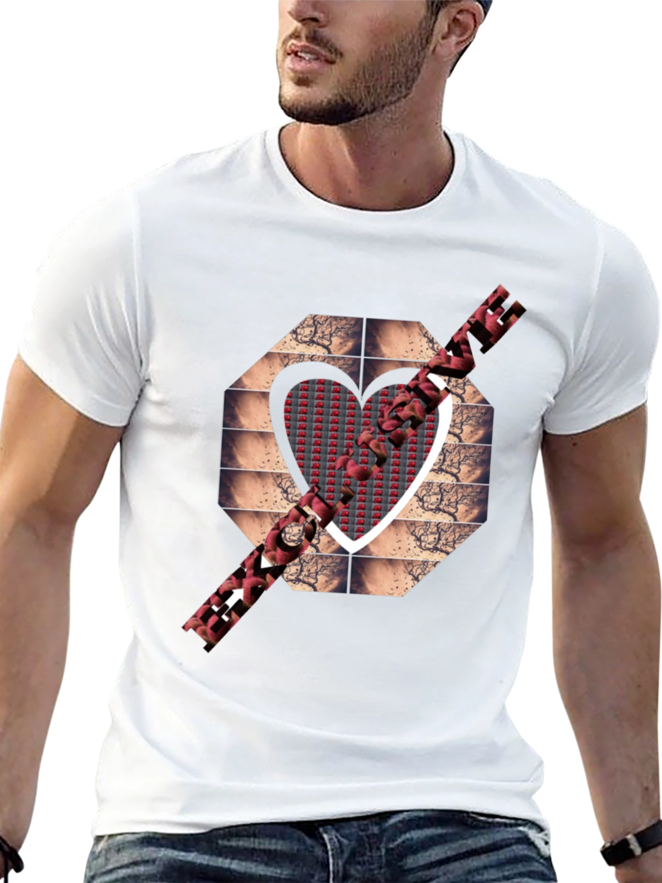 Heart Design Black T-Shirt