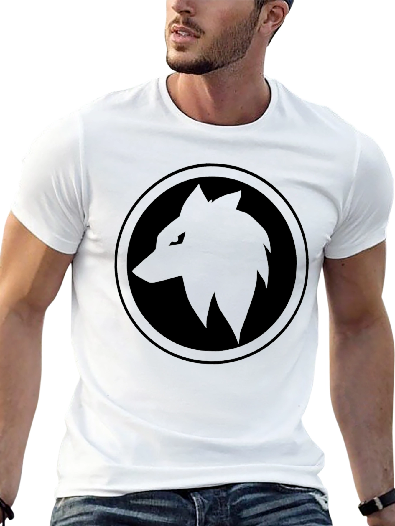 Black Wolf Circle T-Shirt - Edgy Graphic Tee
