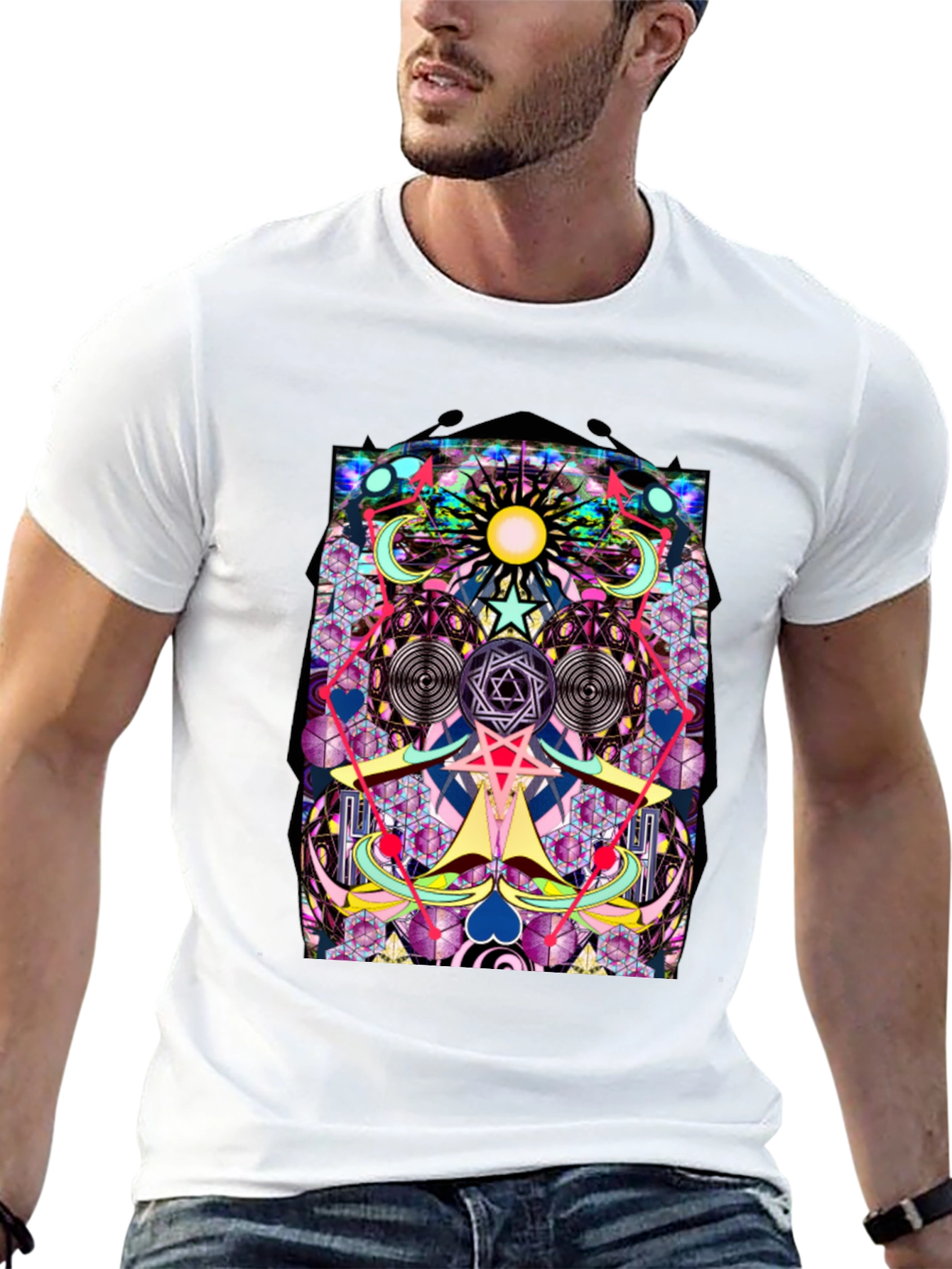 Psychedelic Geometric Art Graphic Print T-Shirt