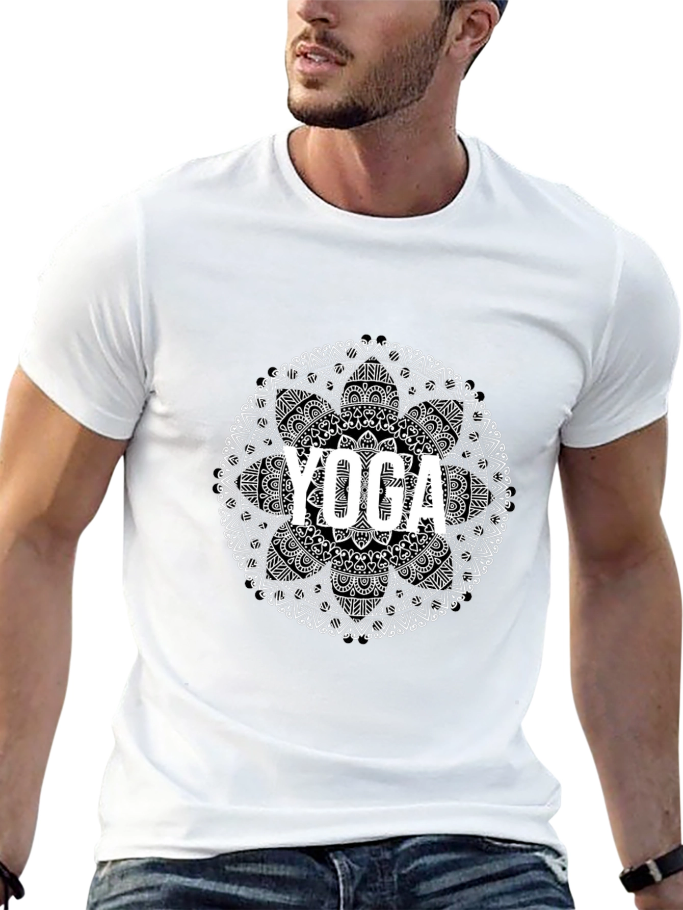 Yoga Mandala Black Graphic Tee - Unisex