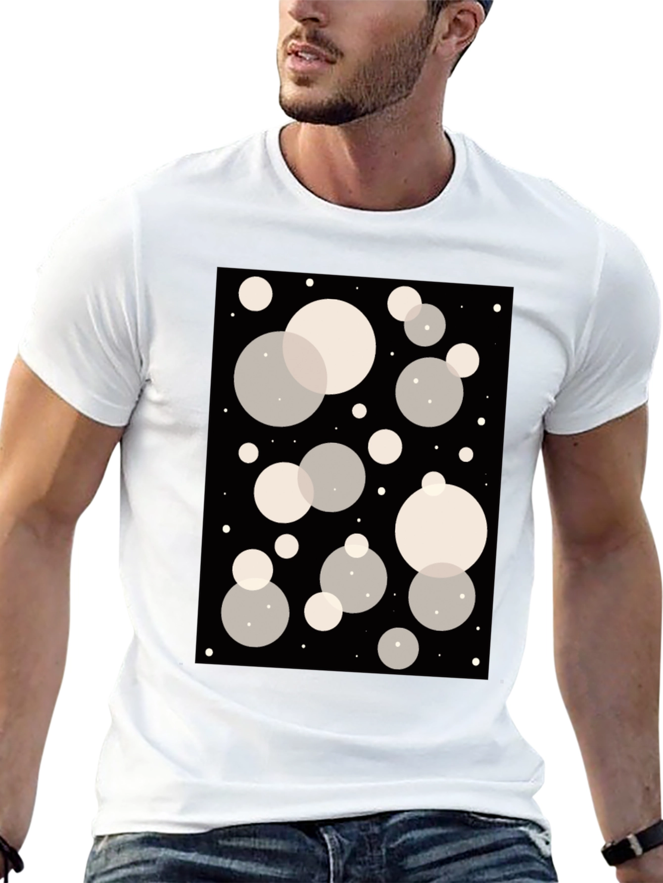 Abstract Bubble Print Black T-Shirt