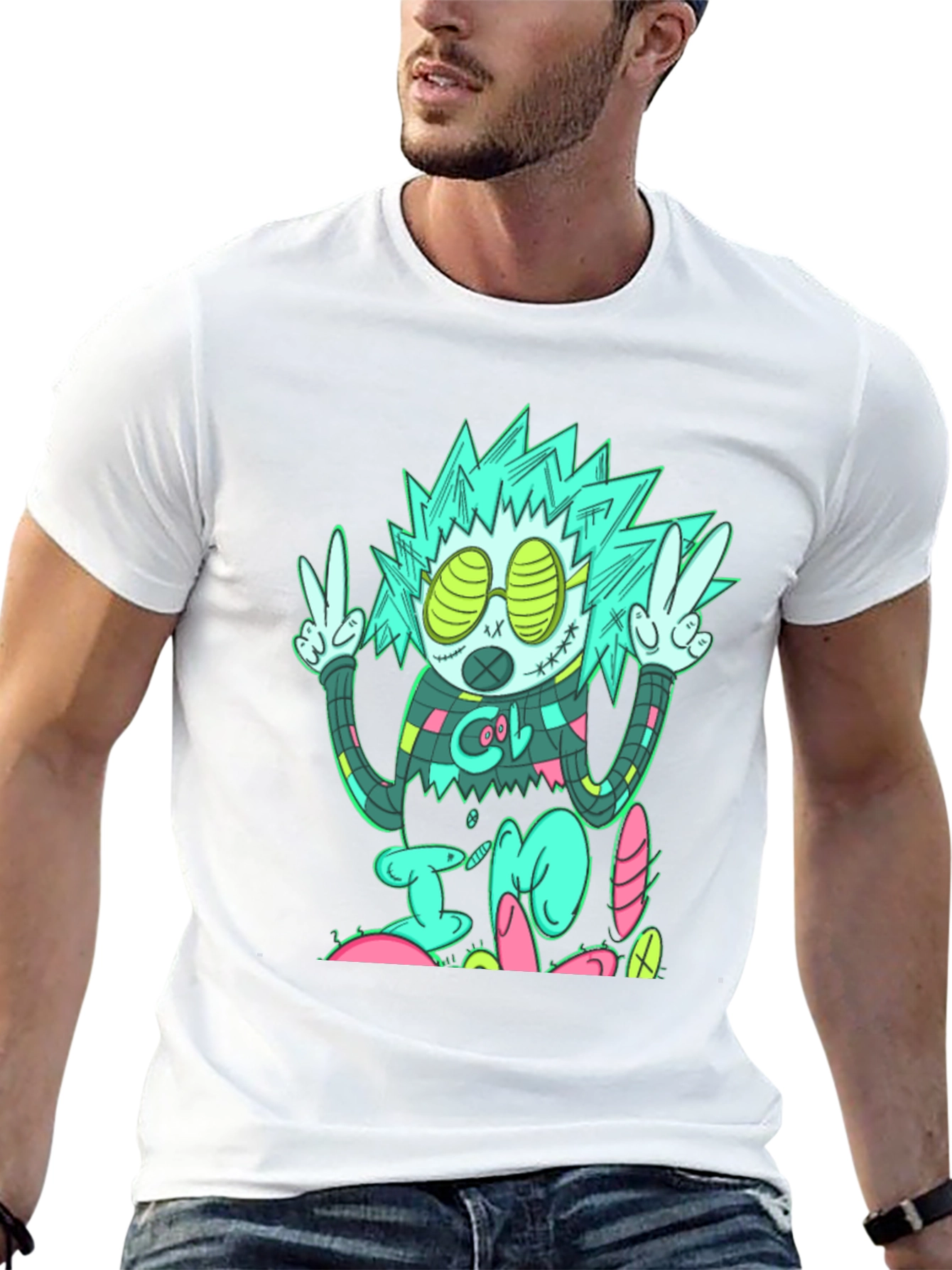 Cool Character Graphic Print Black T-Shirt