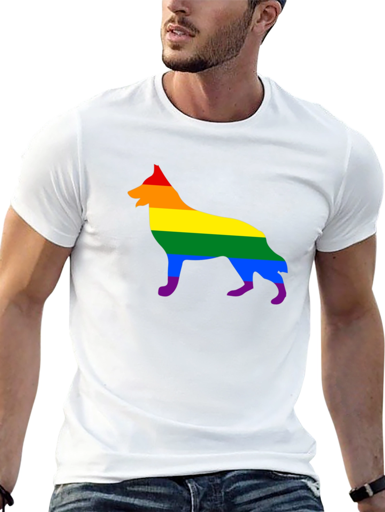 Rainbow German Shepherd T-Shirt - Pride Dog Tee
