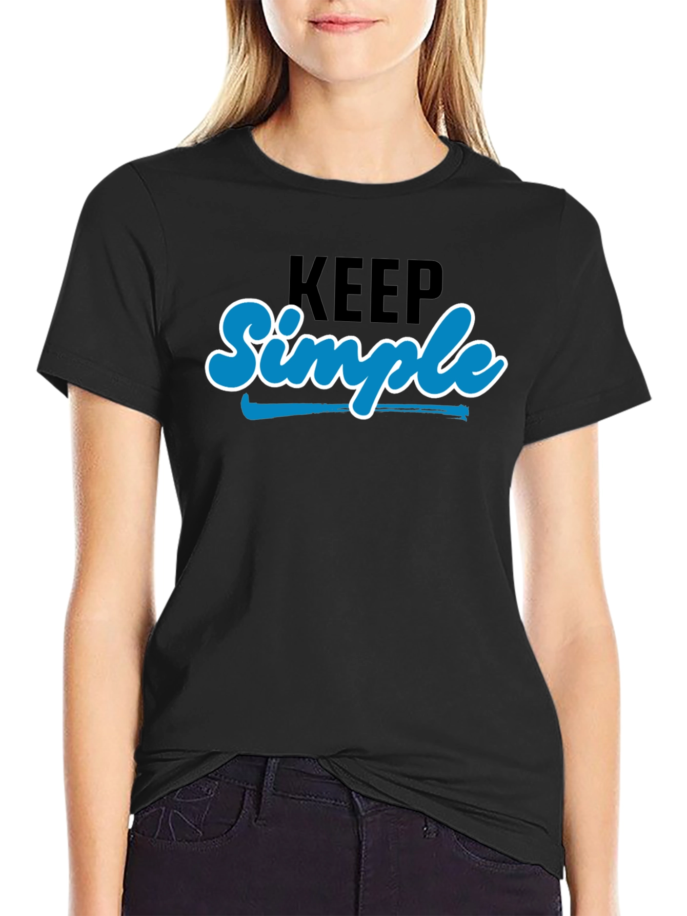 Keep Simple Black Graphic T-Shirt