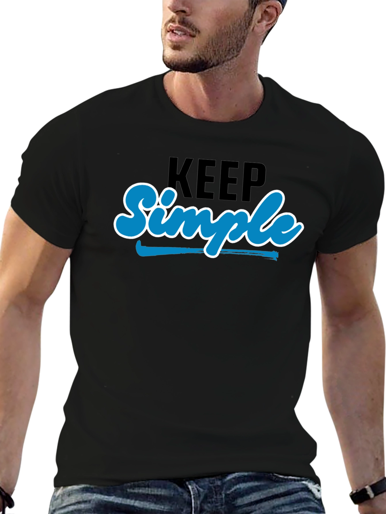 Keep Simple Black Graphic T-Shirt