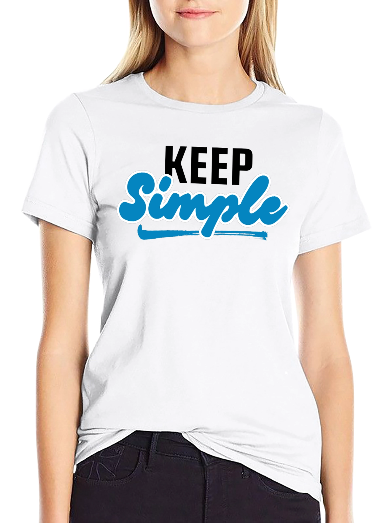 Keep Simple Black Graphic T-Shirt
