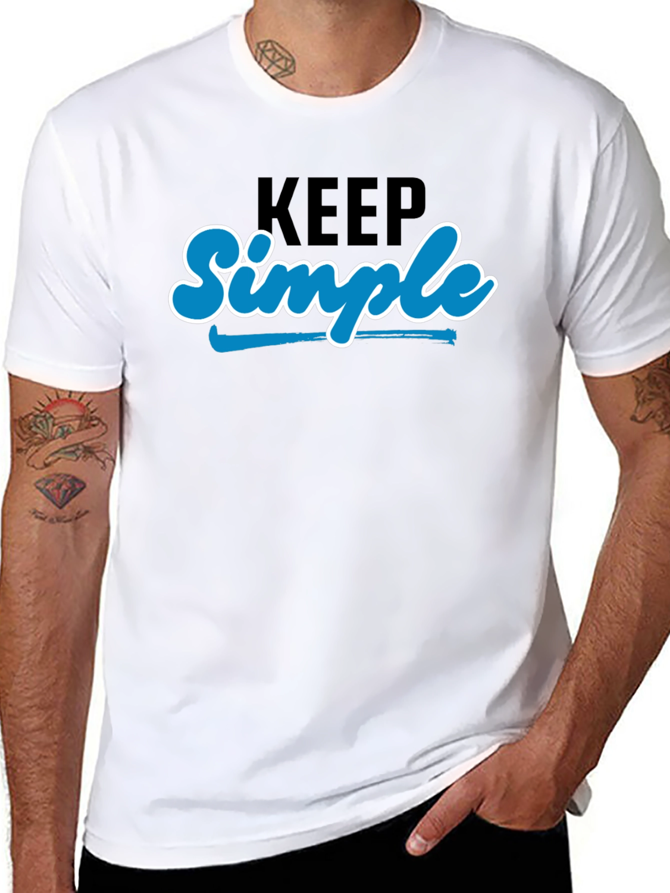 Keep Simple Black Graphic T-Shirt