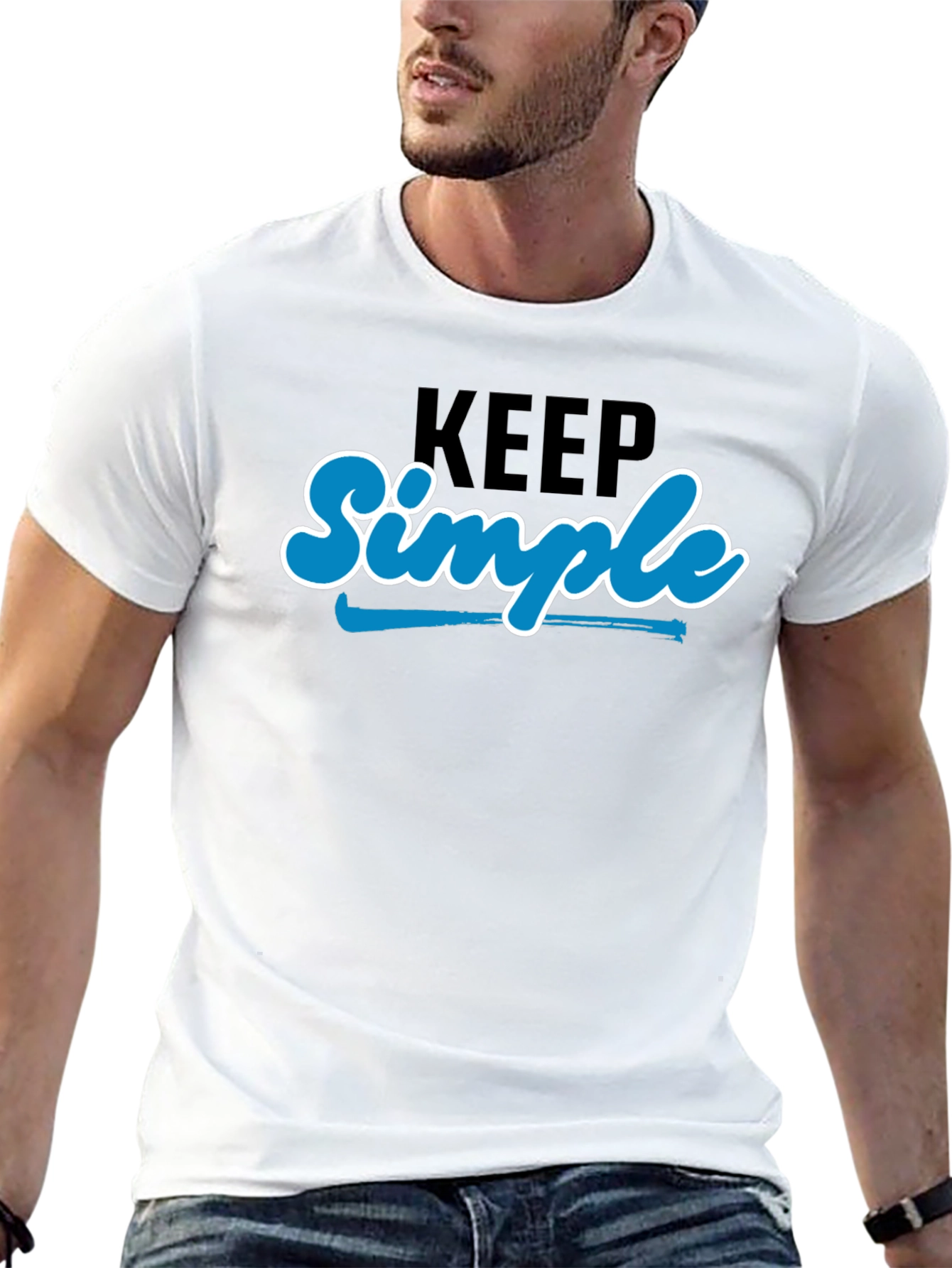 Keep Simple Black Graphic T-Shirt