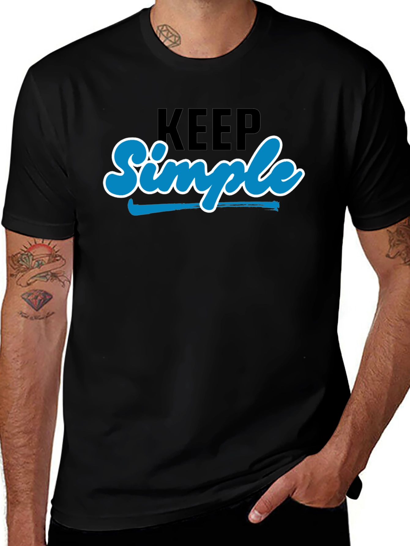 Keep Simple Black Graphic T-Shirt
