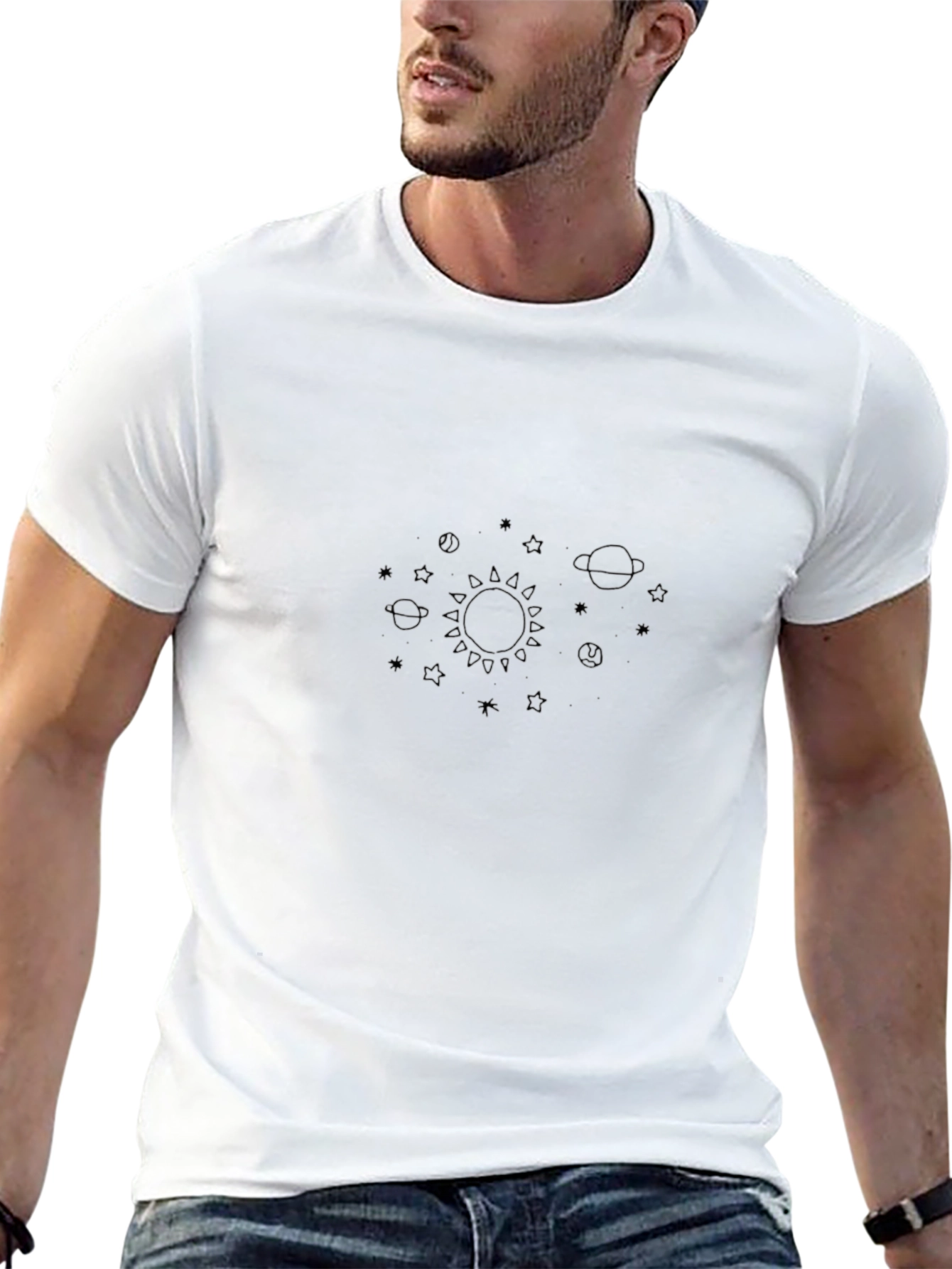 Mens Black Solar System Graphic T-Shirt