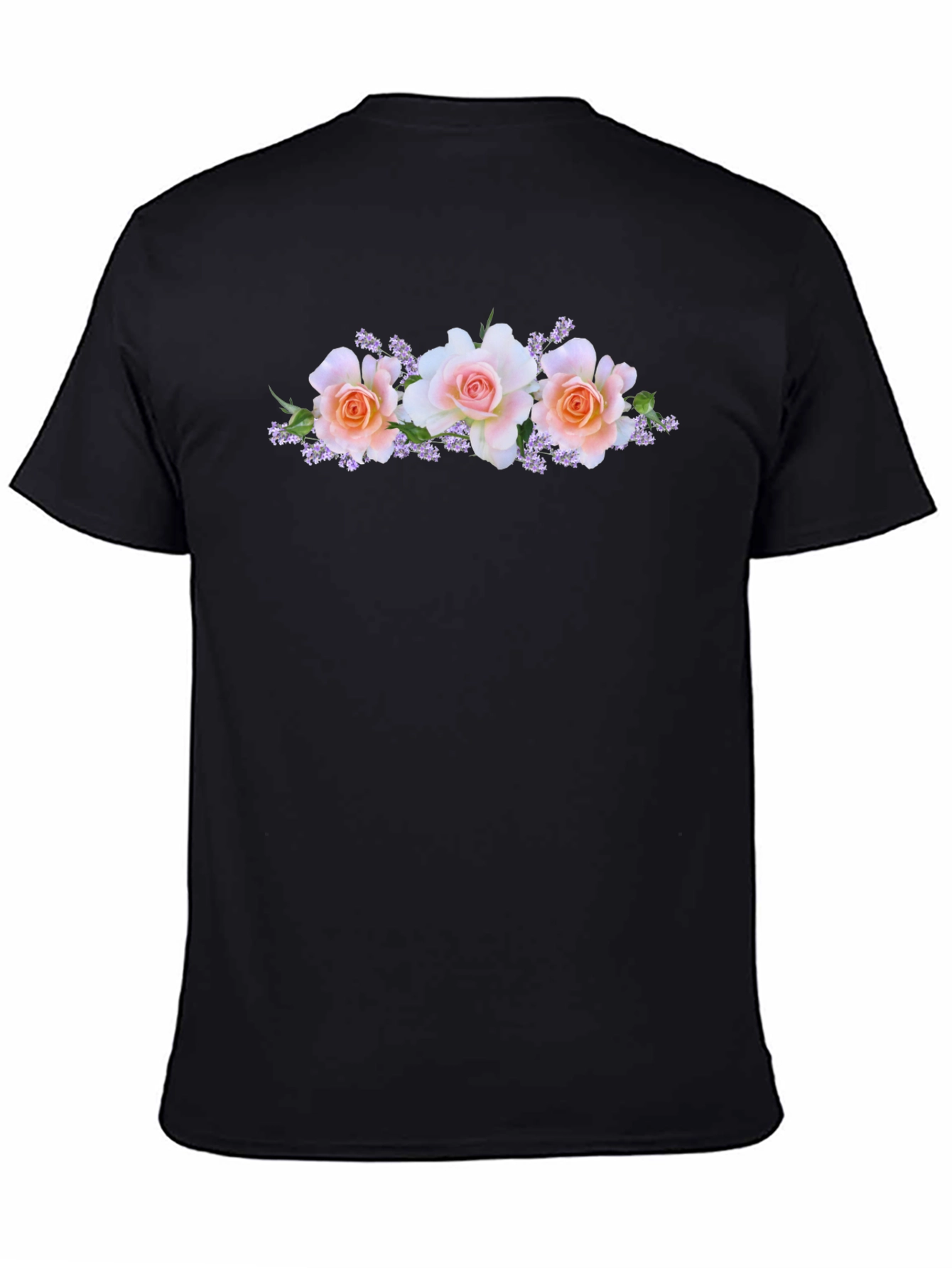 Floral Rose Black T-Shirt