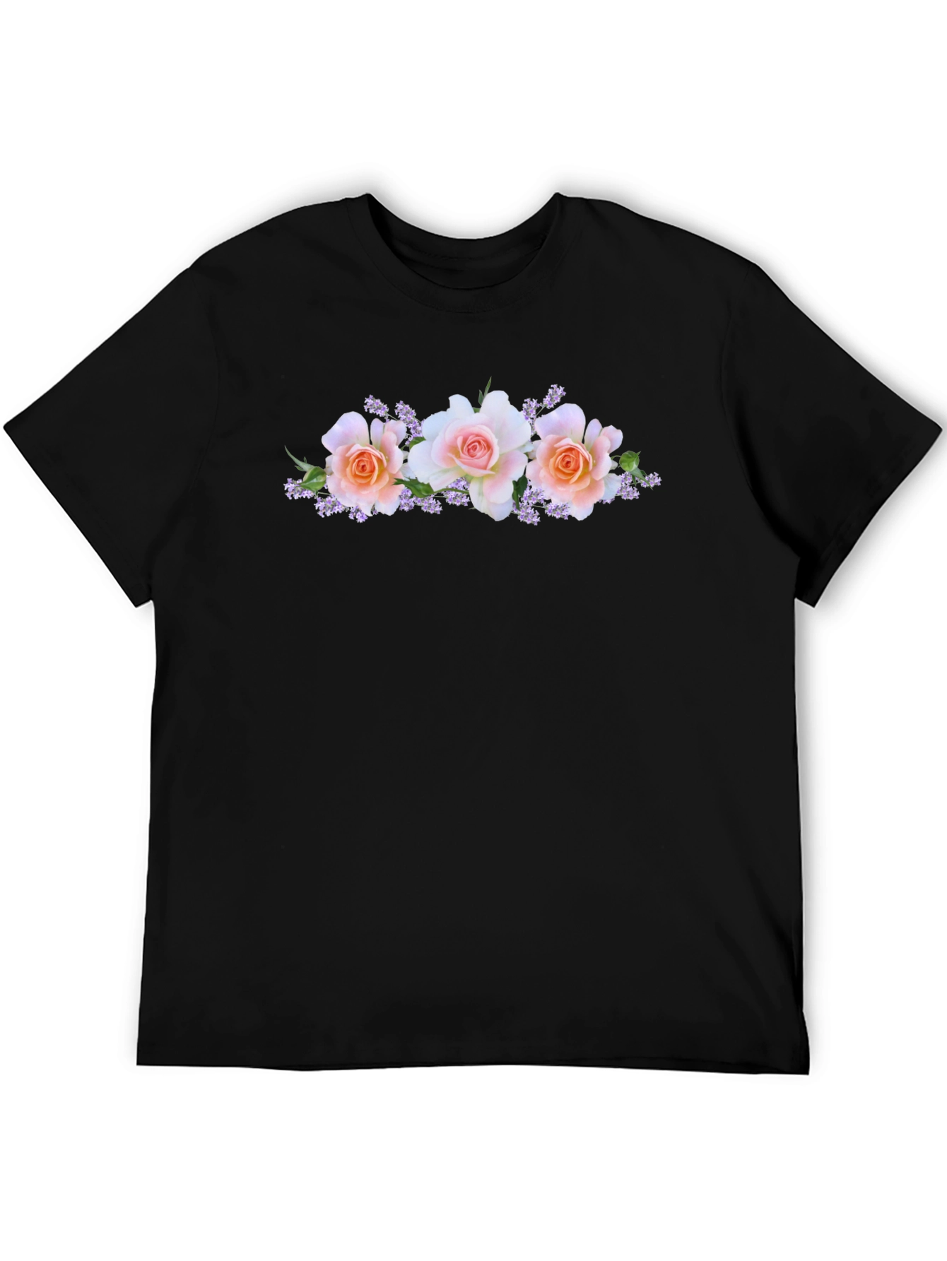 Floral Rose Black T-Shirt