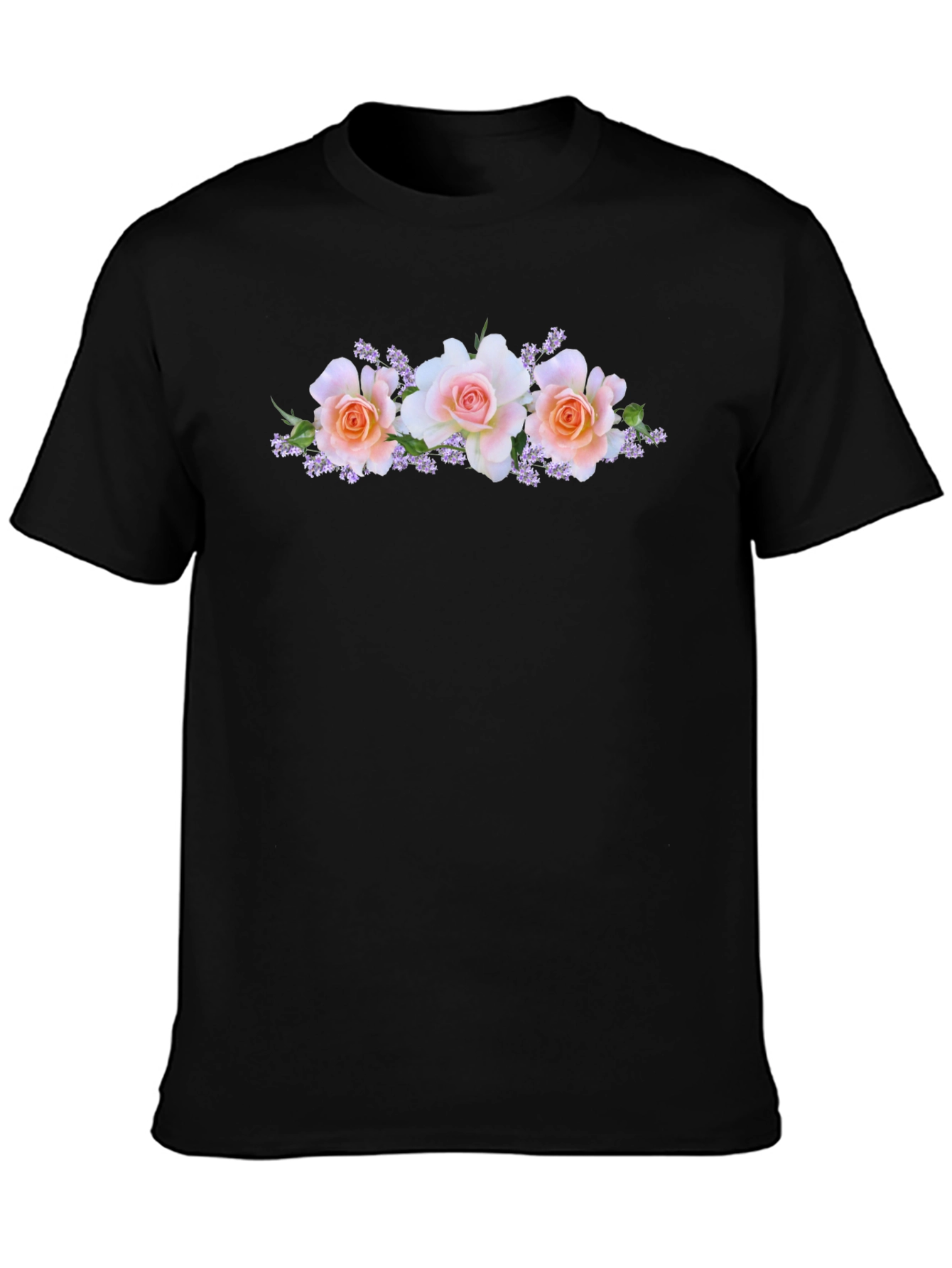 Floral Rose Black T-Shirt