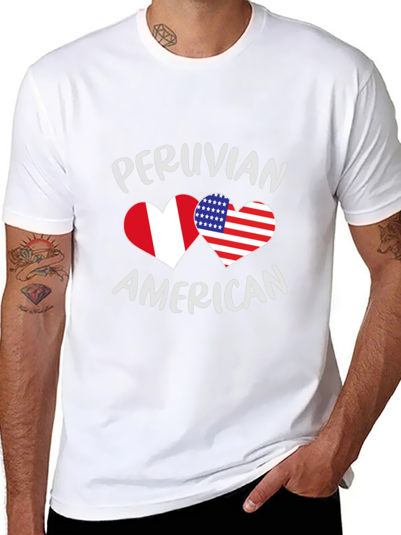 Peruvian American Flag Heart T-Shirt