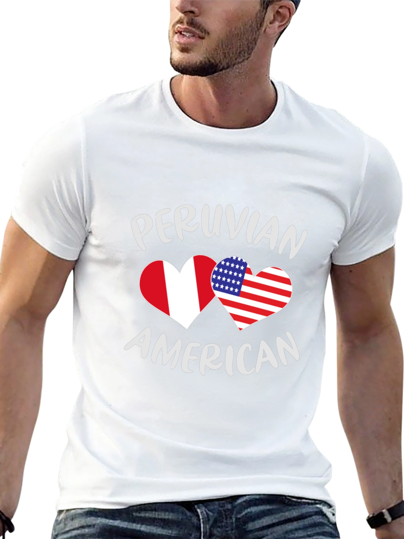 Peruvian American Flag Heart T-Shirt