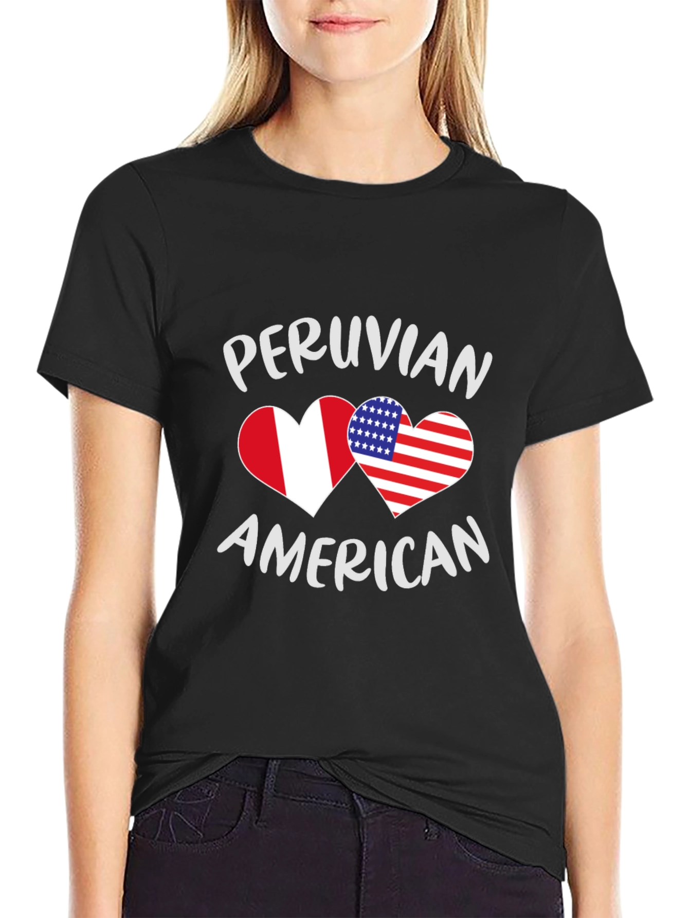Peruvian American Flag Heart T-Shirt
