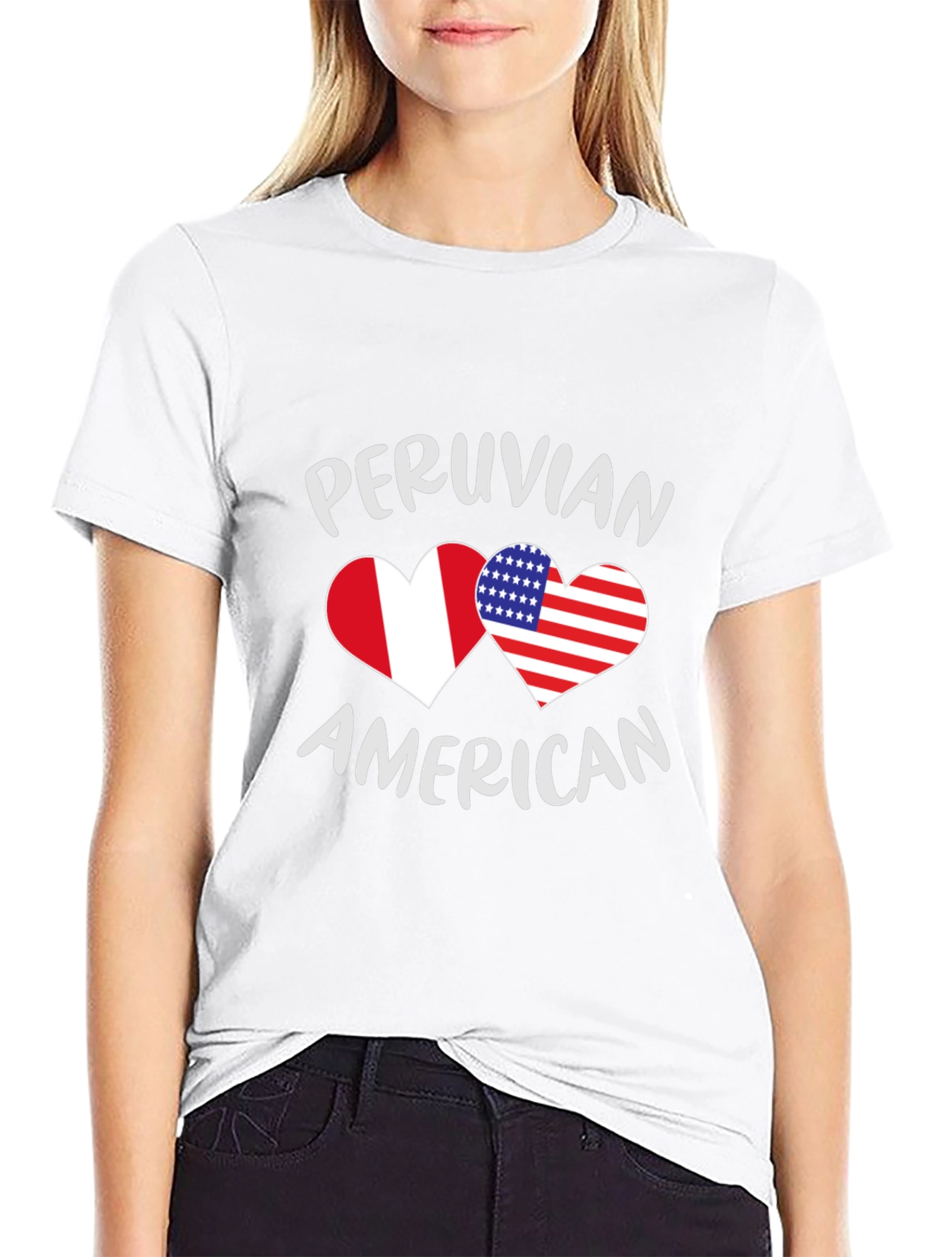 Peruvian American Flag Heart T-Shirt