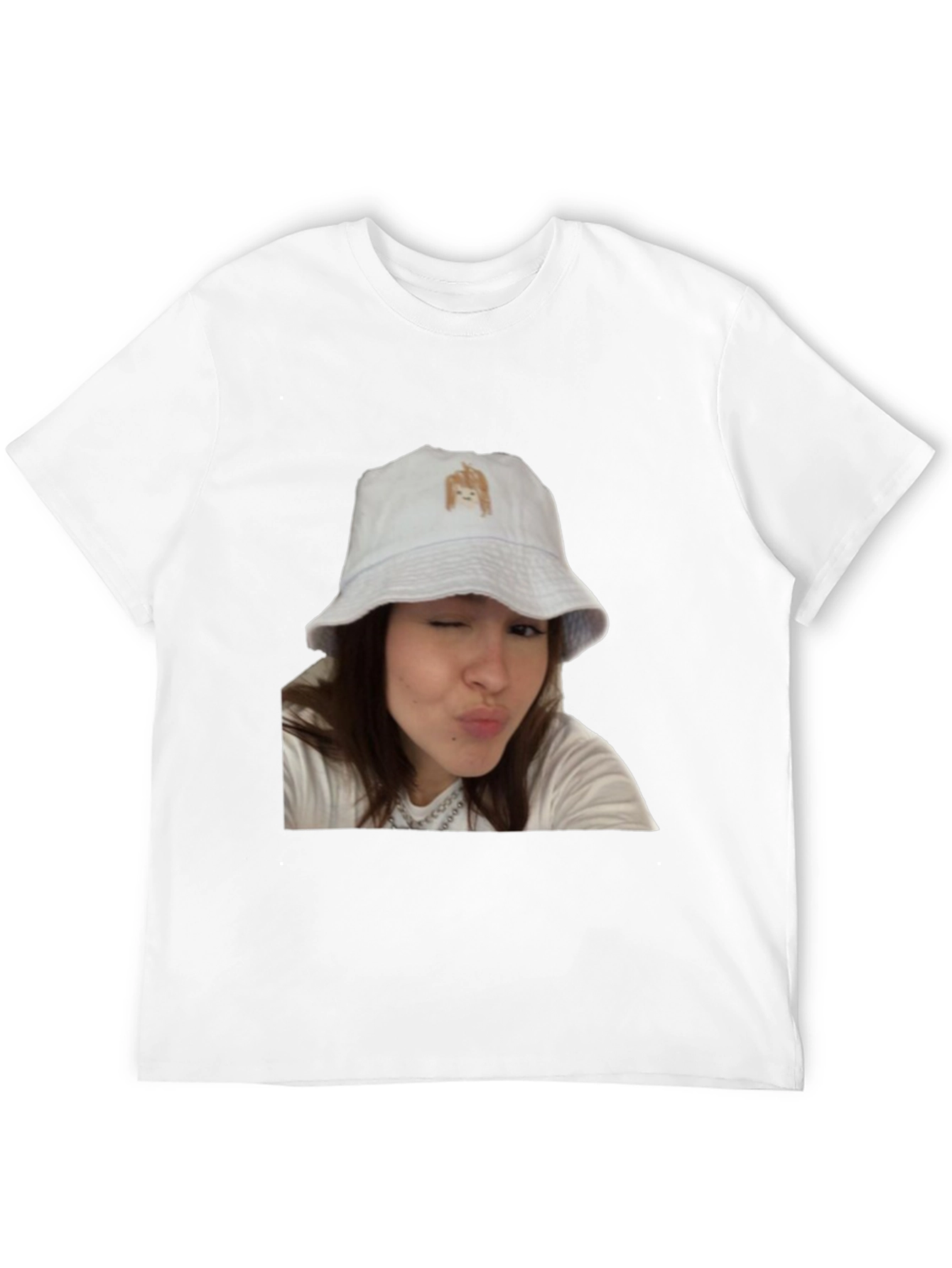 Novelty Graphic Tee - Woman in Bucket Hat Print