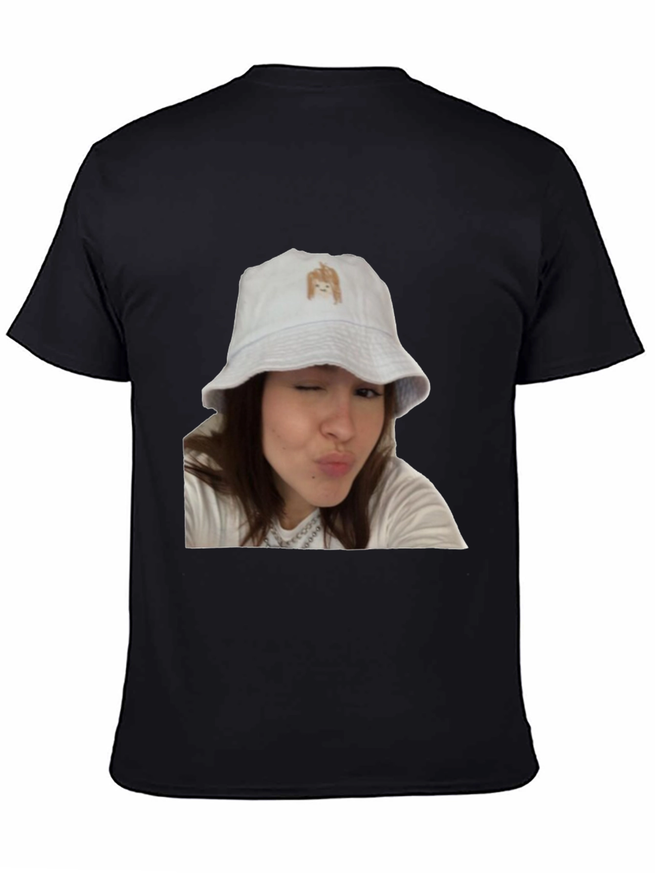 Novelty Graphic Tee - Woman in Bucket Hat Print