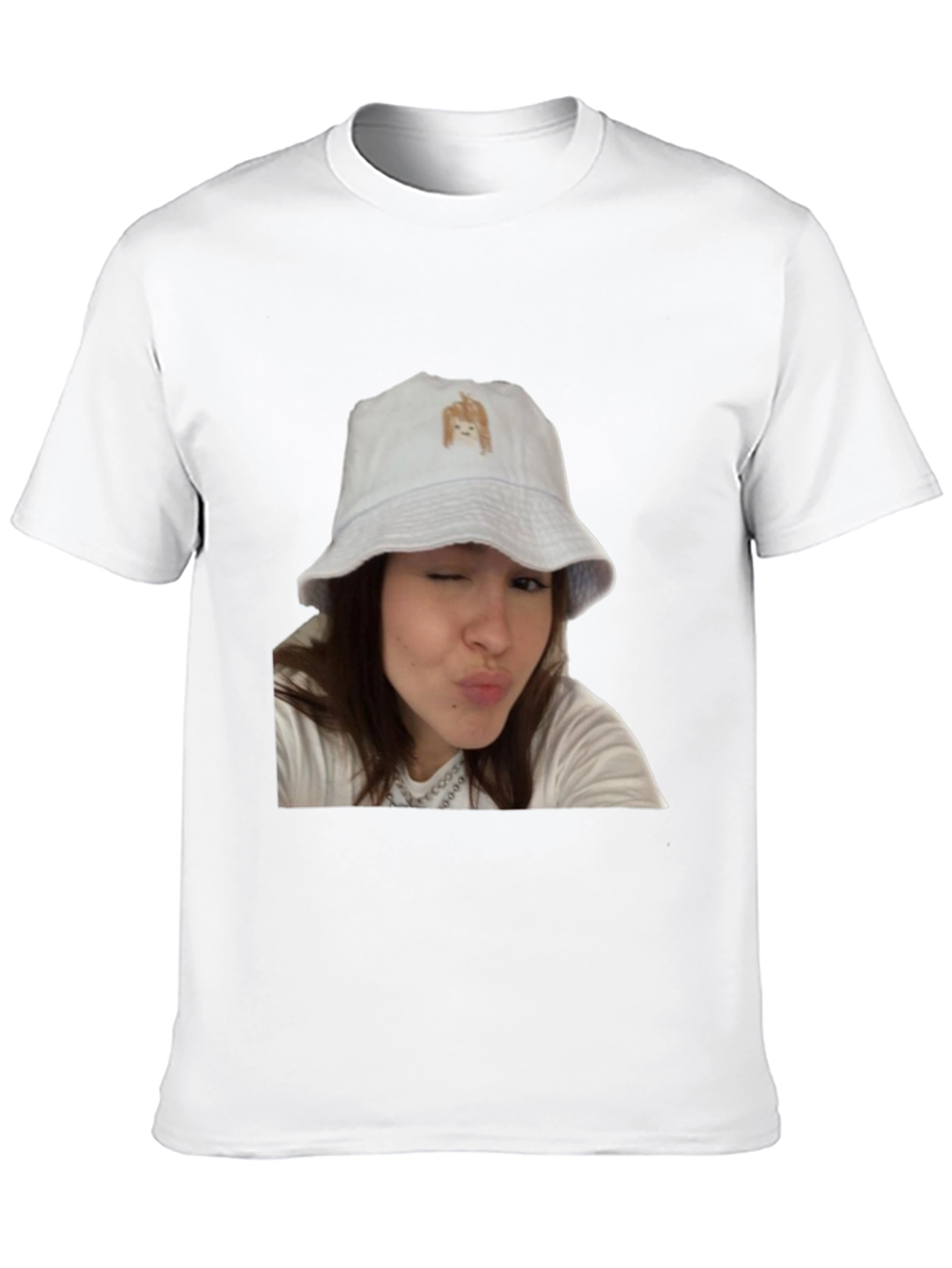 Novelty Graphic Tee - Woman in Bucket Hat Print