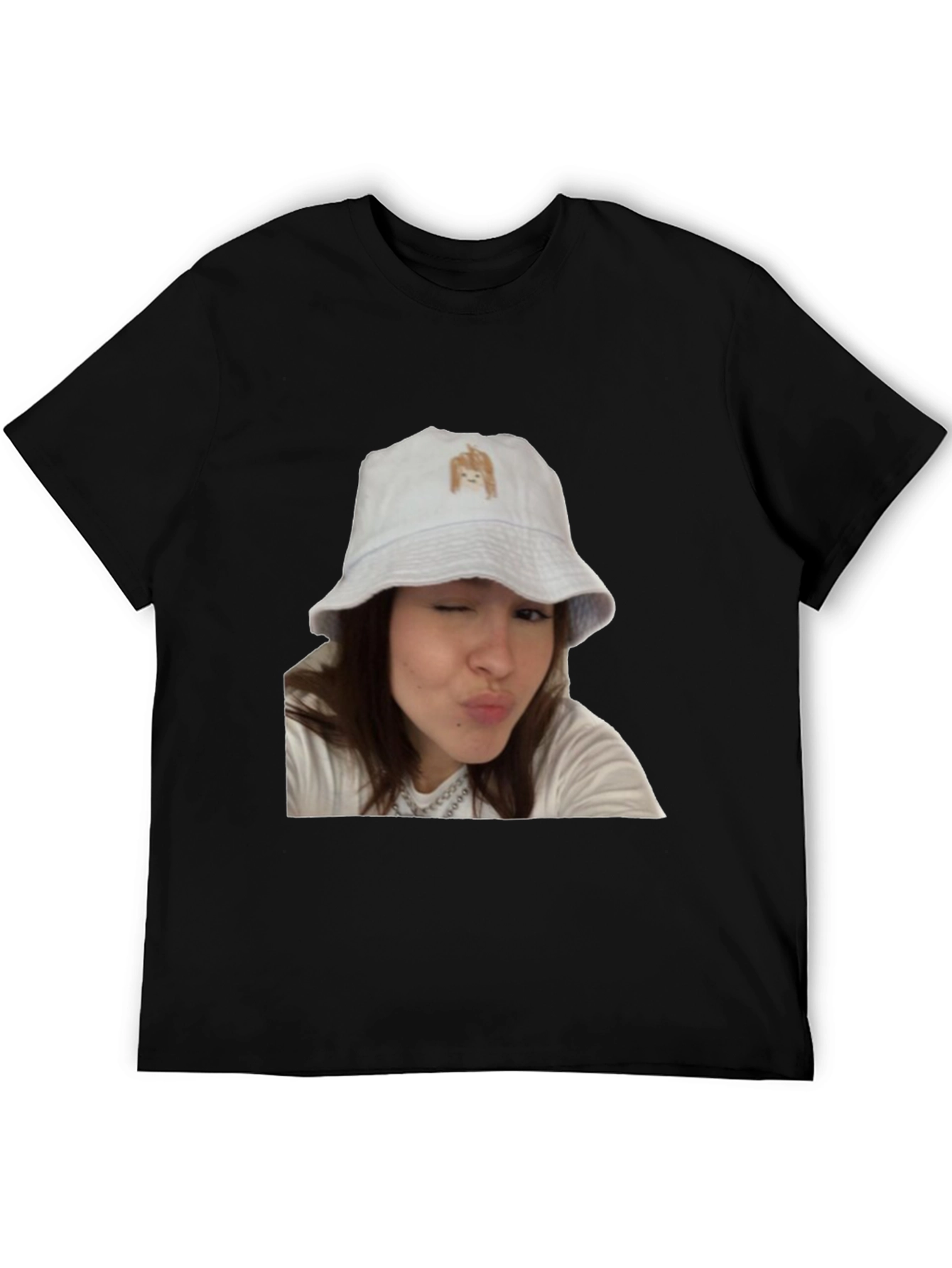 Novelty Graphic Tee - Woman in Bucket Hat Print