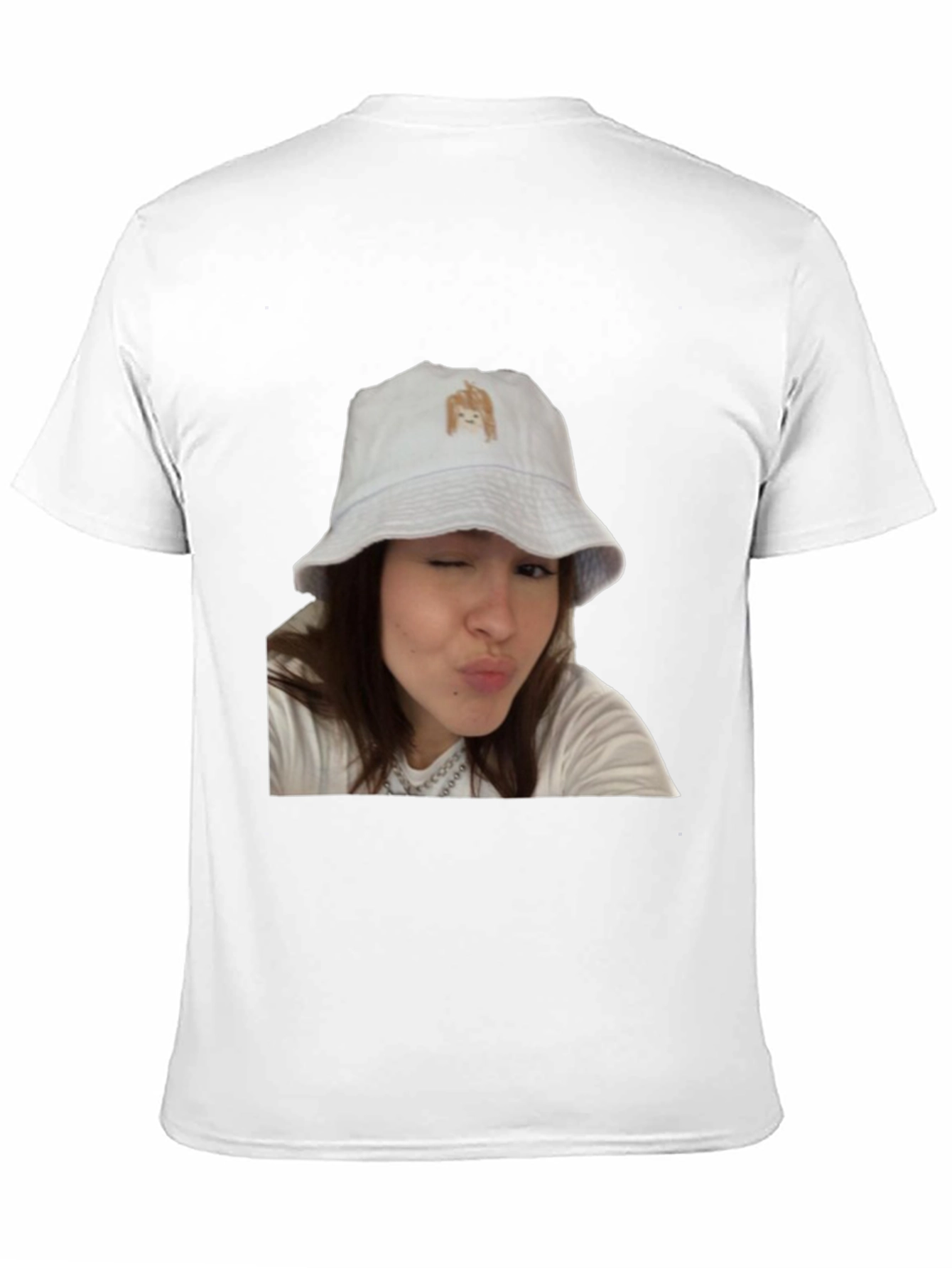 Novelty Graphic Tee - Woman in Bucket Hat Print