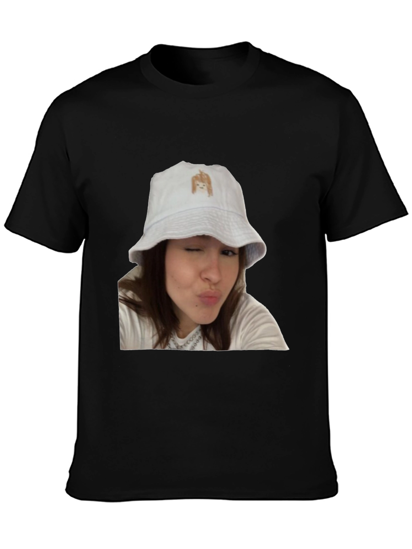 Novelty Graphic Tee - Woman in Bucket Hat Print