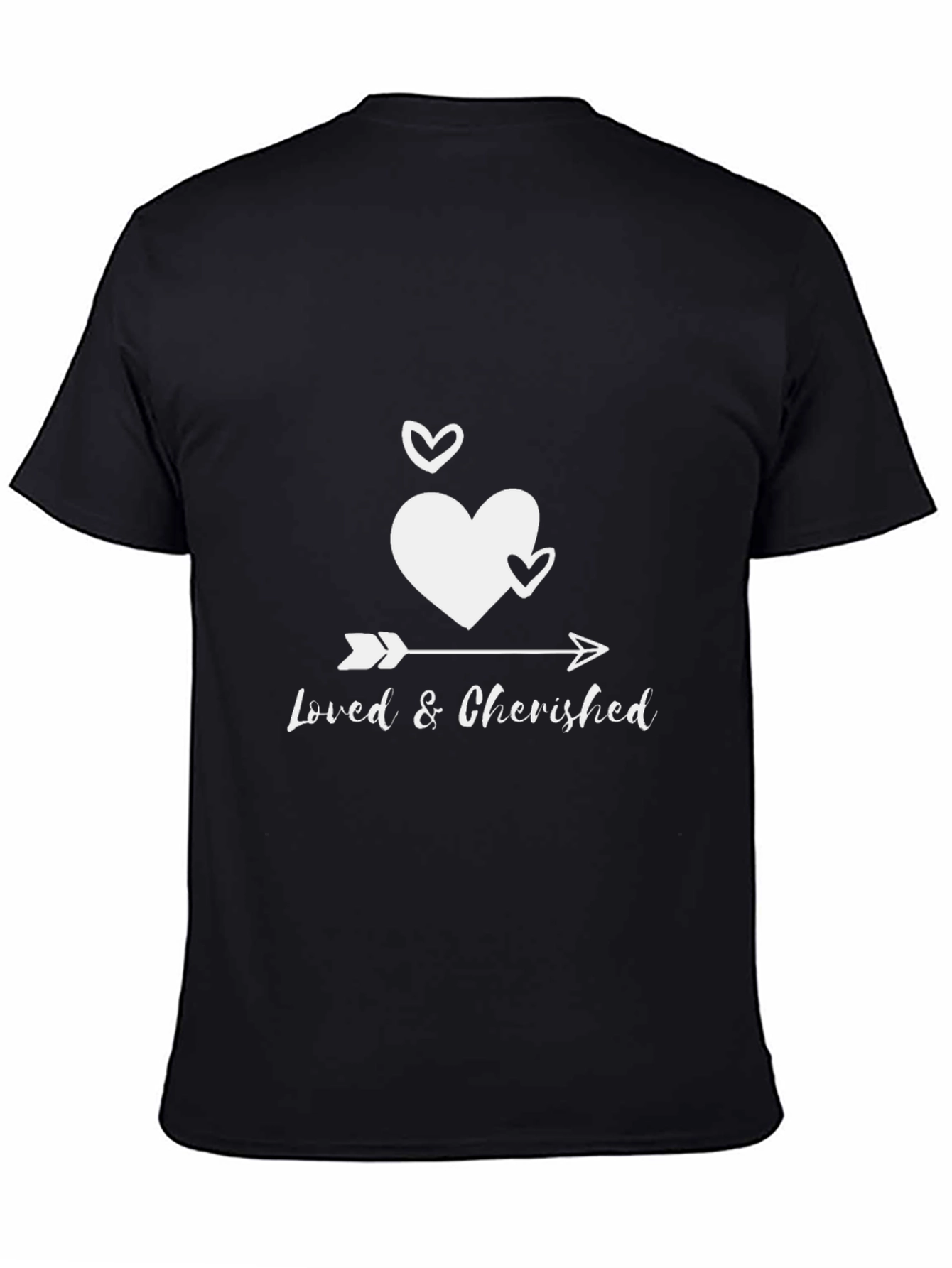 Loved & Cherished Arrow Heart Black T-Shirt