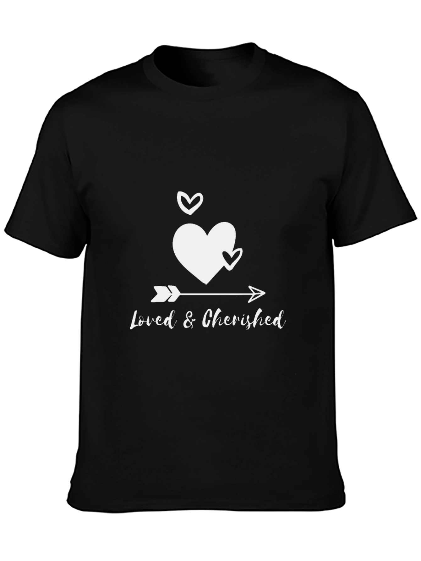 Loved & Cherished Arrow Heart Black T-Shirt