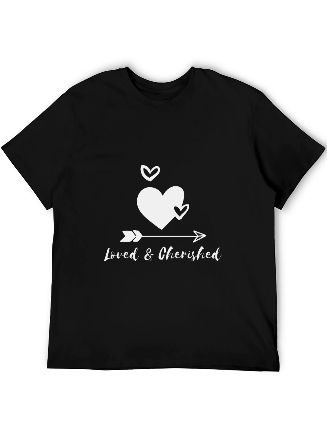 Loved & Cherished Arrow Heart Black T-Shirt
