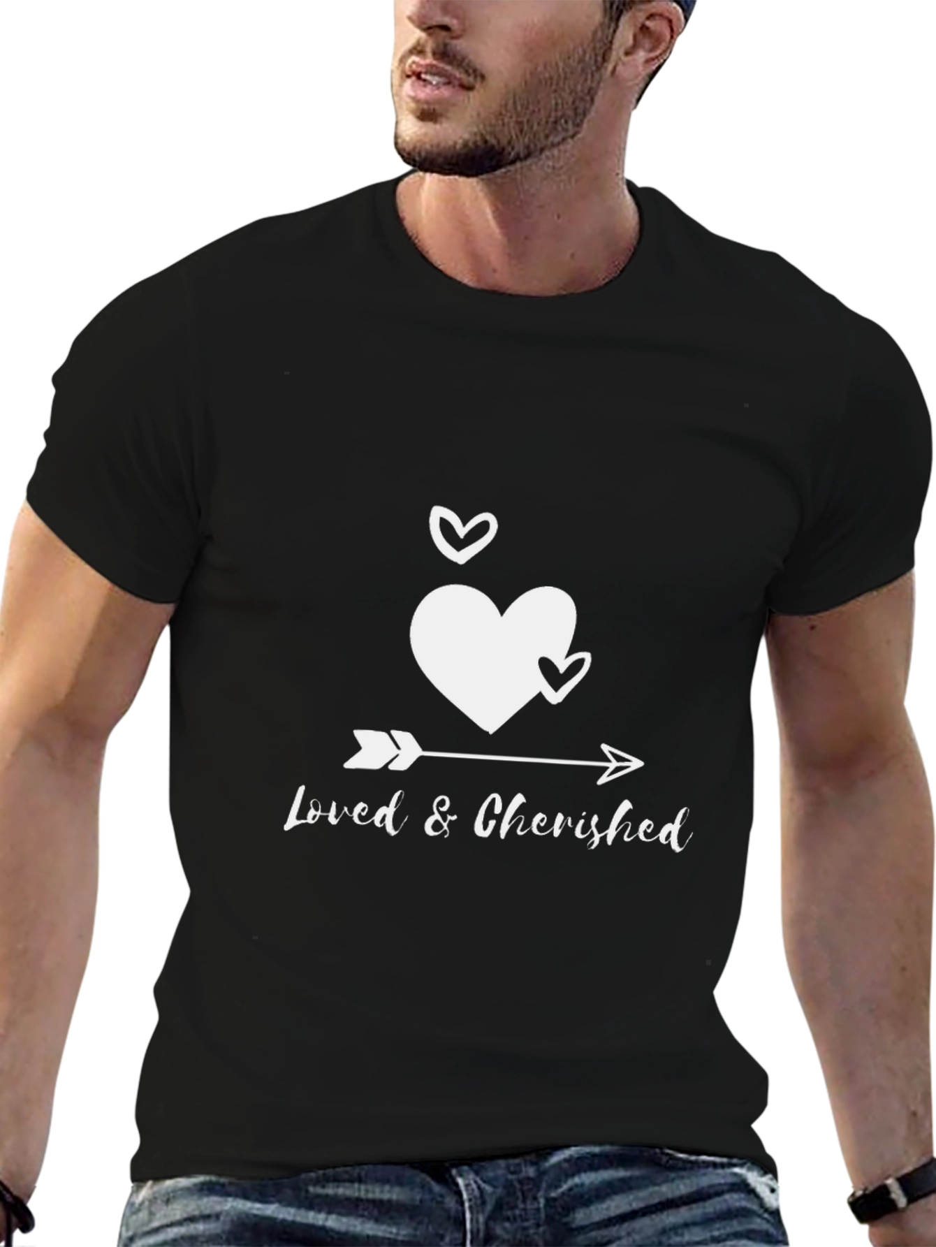 Loved & Cherished Arrow Heart Black T-Shirt