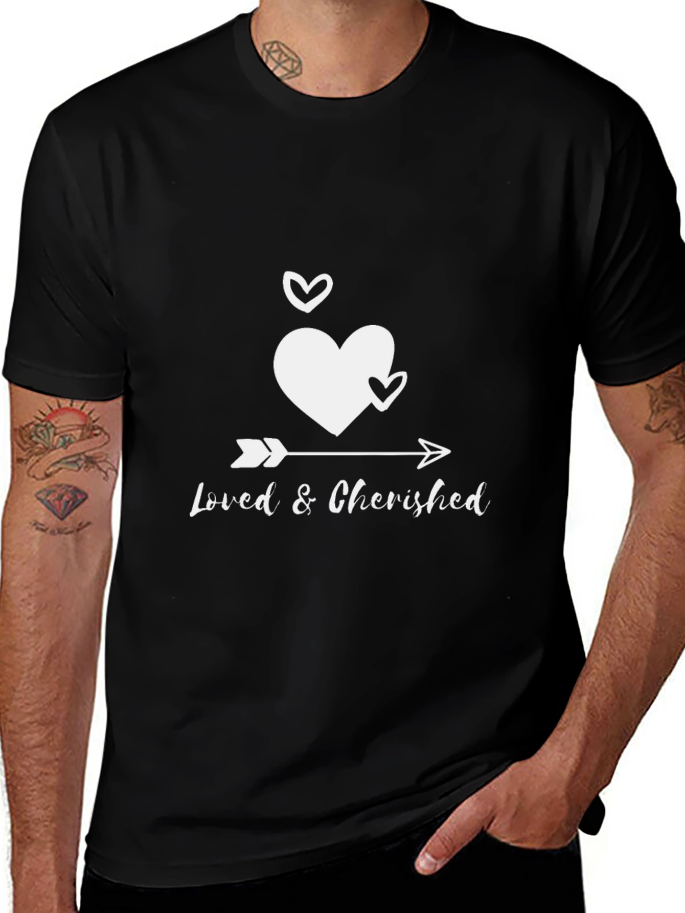 Loved & Cherished Arrow Heart Black T-Shirt