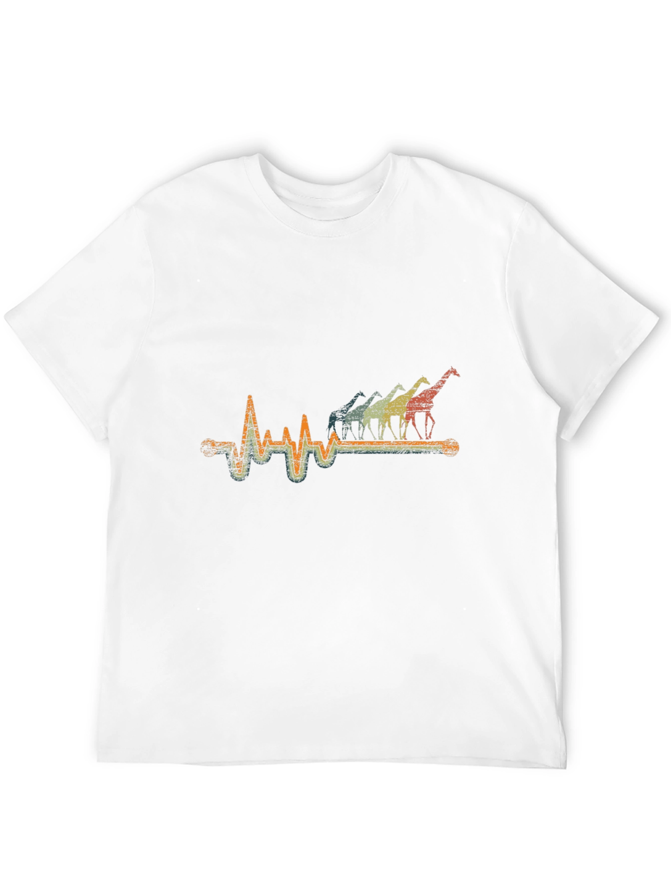 Giraffe Heartbeat T-Shirt - Retro Style Black Tee