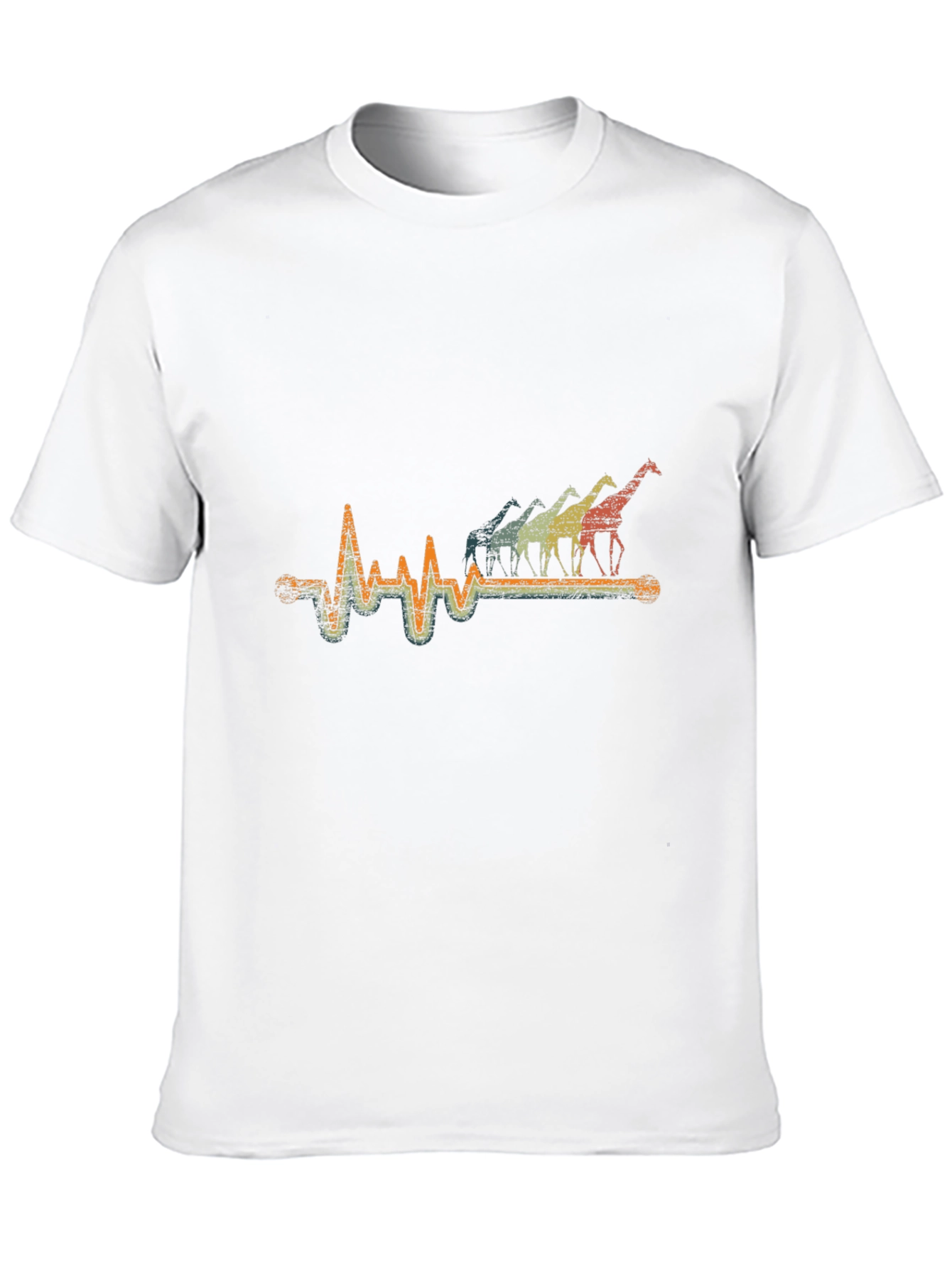 Giraffe Heartbeat T-Shirt - Retro Style Black Tee