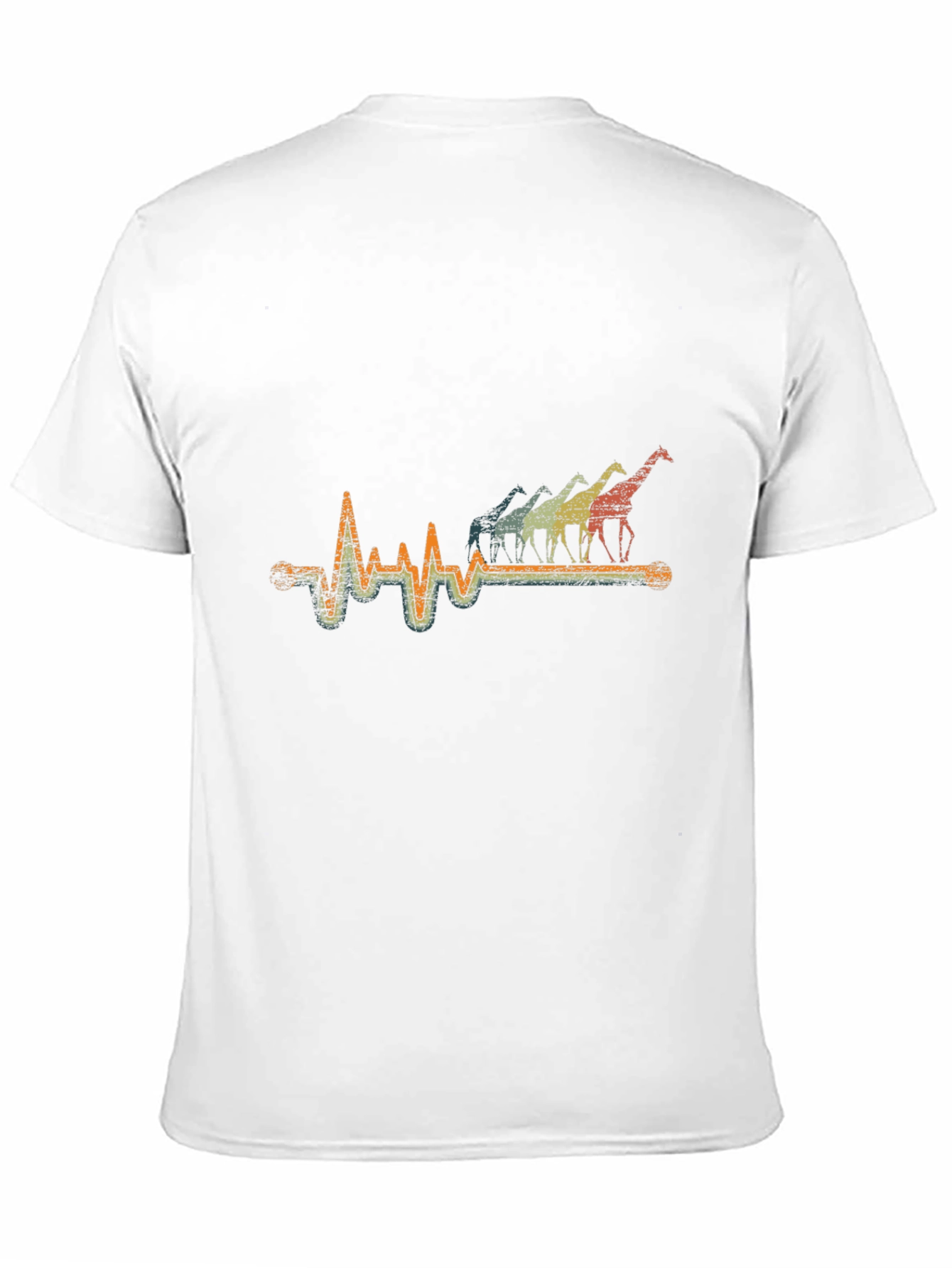 Giraffe Heartbeat T-Shirt - Retro Style Black Tee