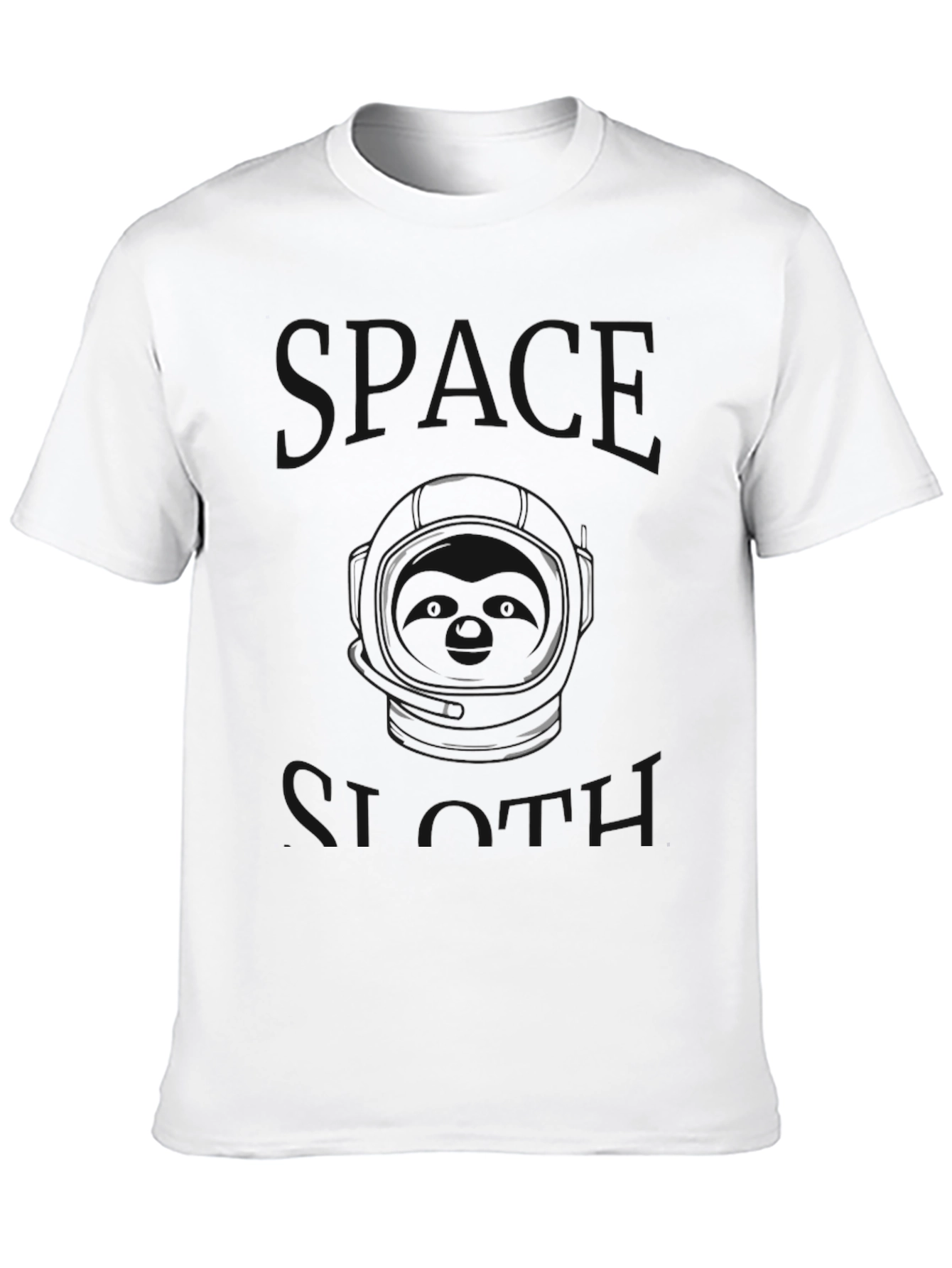 Space Sloth Graphic T-Shirt - Black Crew Neck Tee