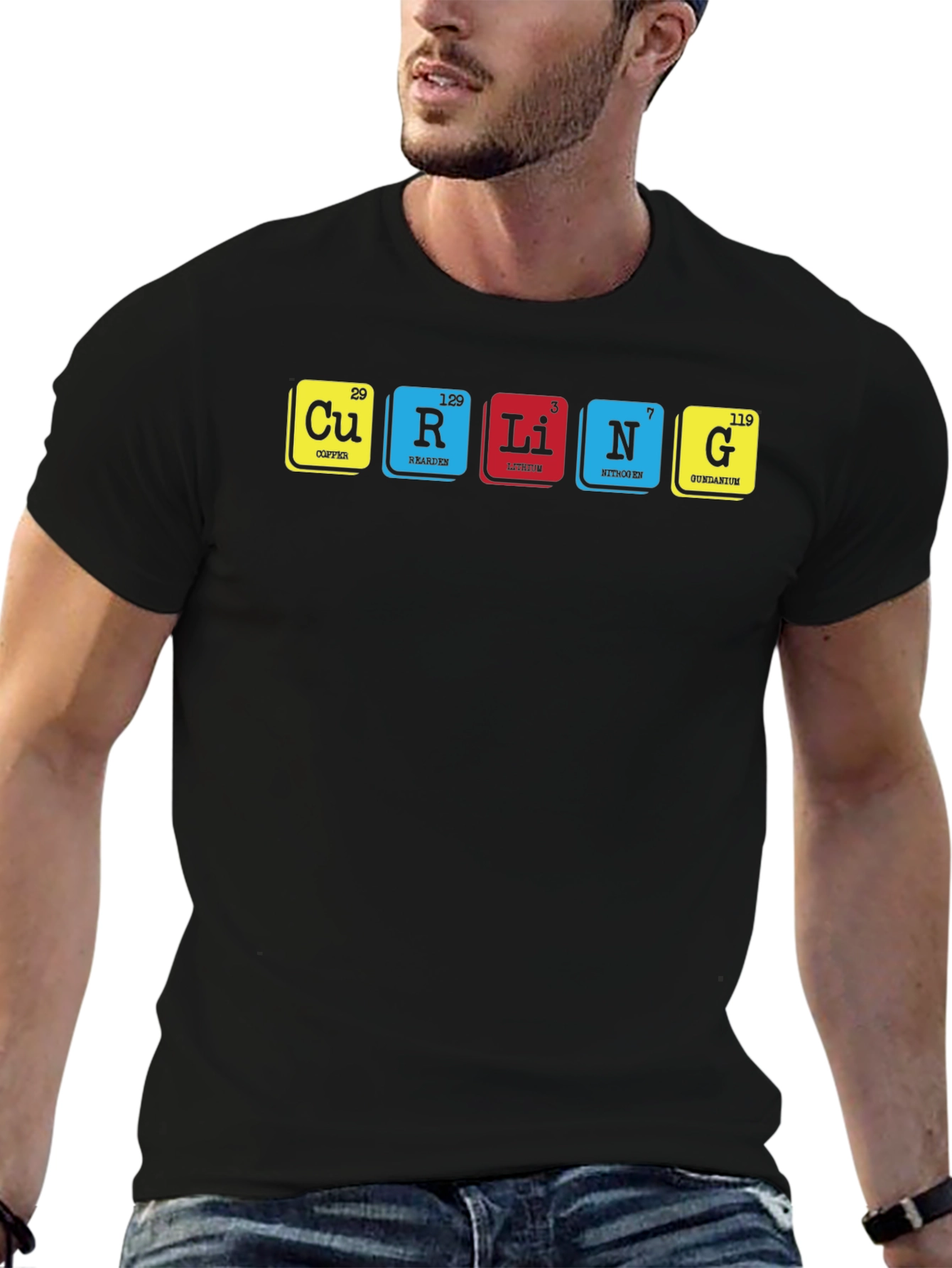 Periodic Table of Curling Elements Black T-Shirt