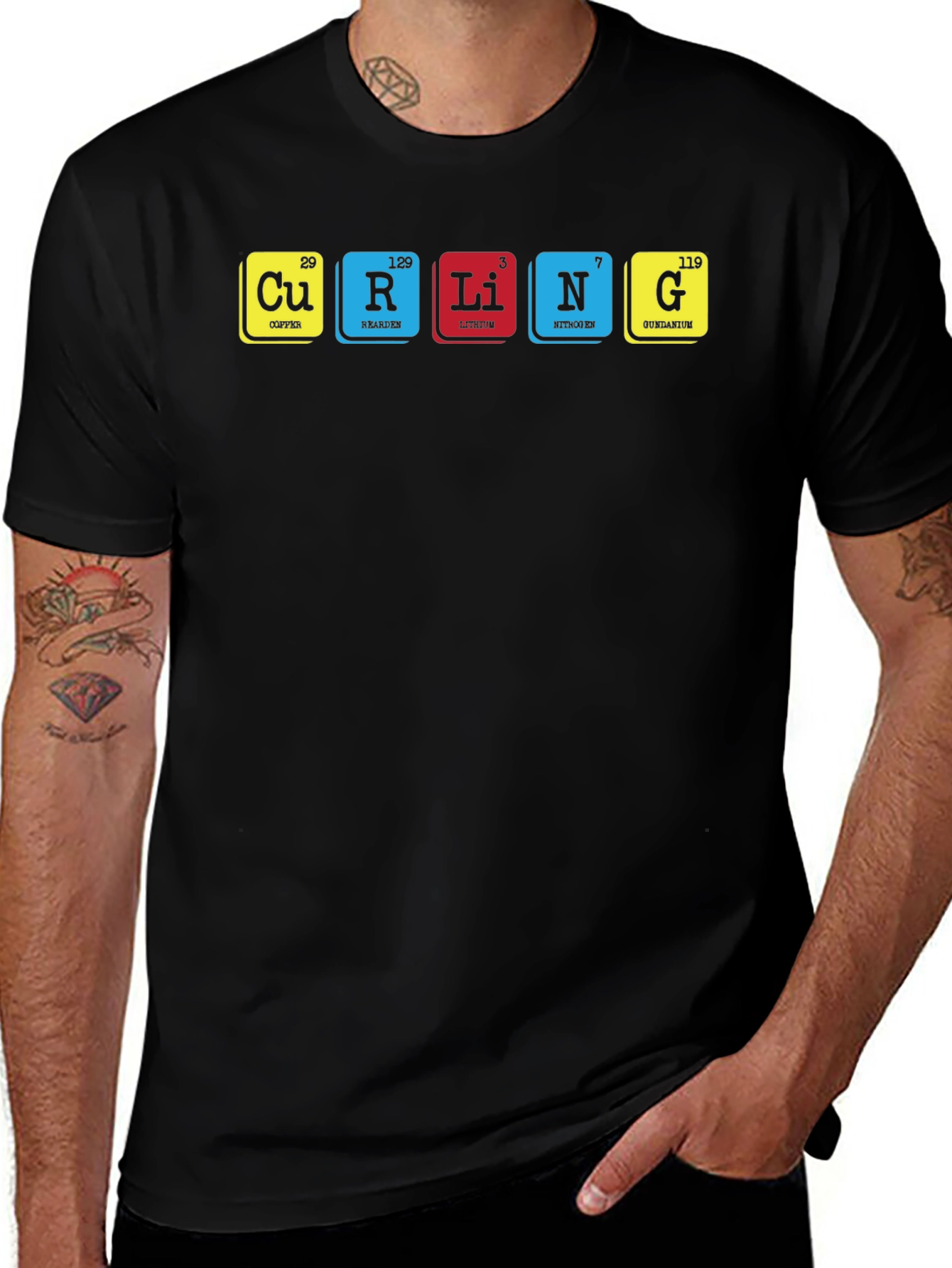 Periodic Table of Curling Elements Black T-Shirt