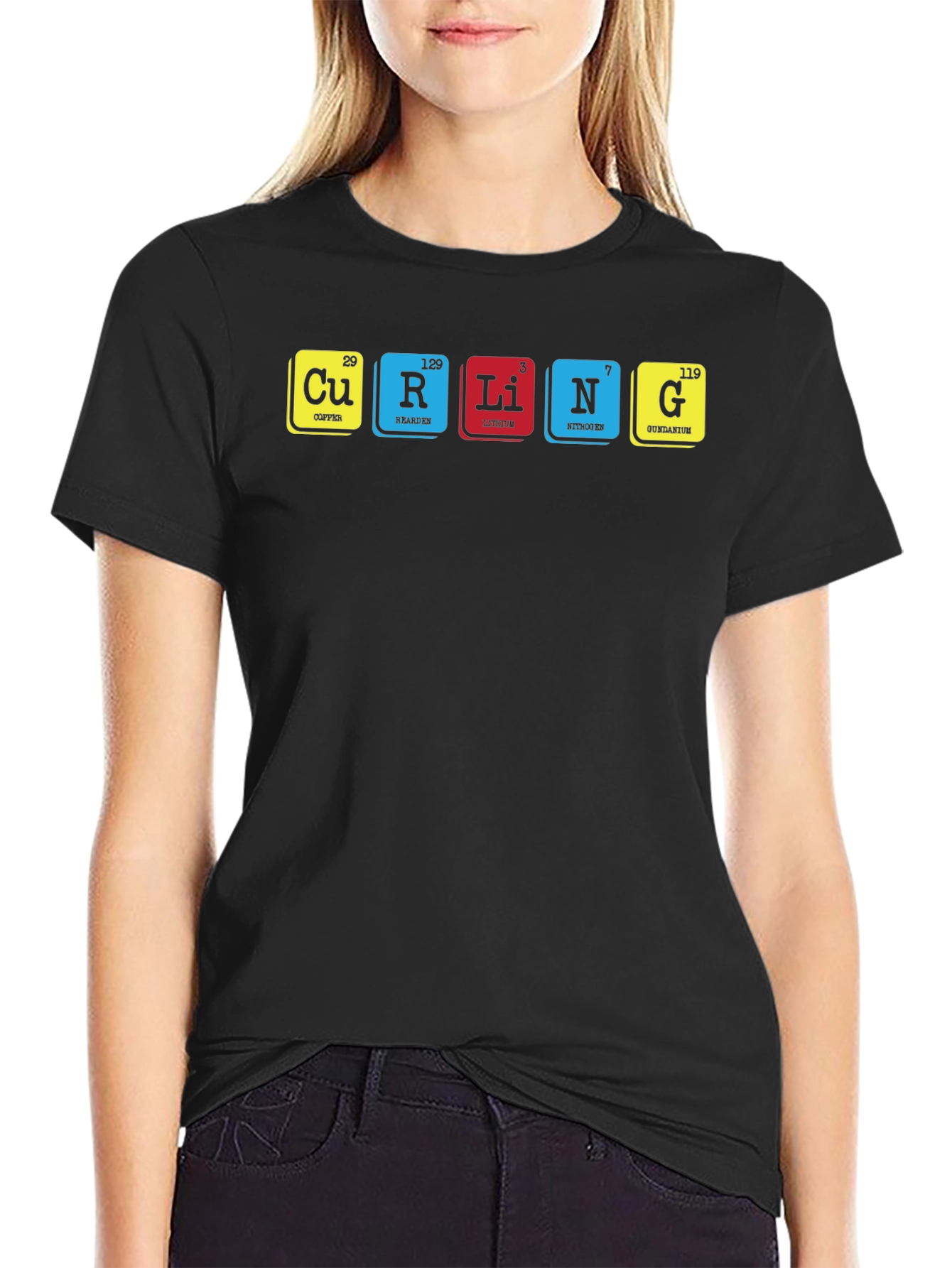 Periodic Table of Curling Elements Black T-Shirt