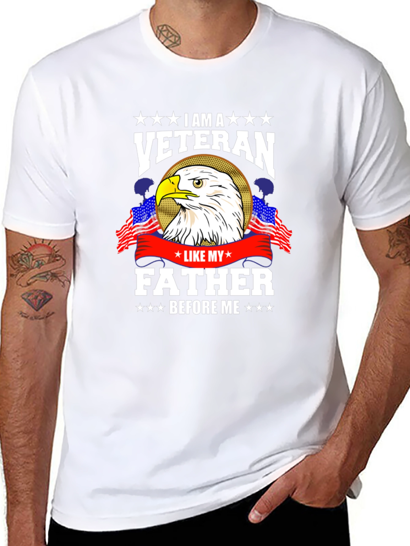 Veteran T-Shirt - Eagle and American Flags