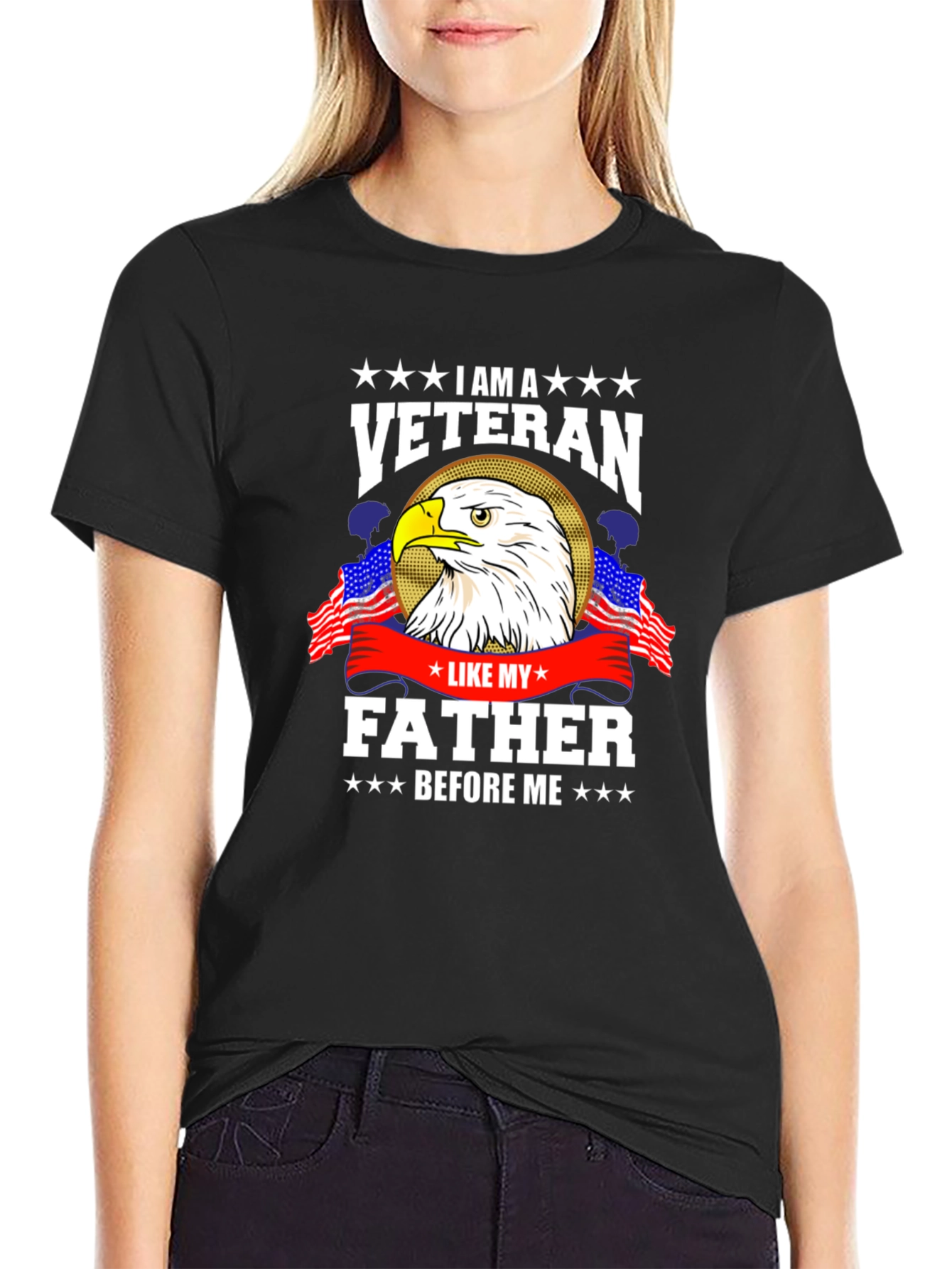 Veteran T-Shirt - Eagle and American Flags