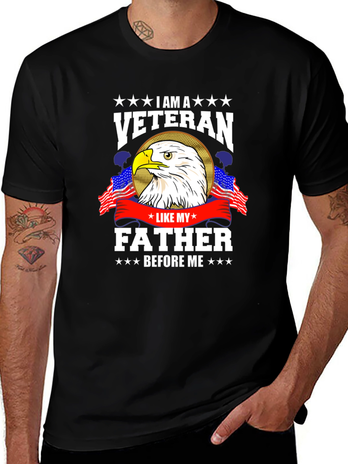 Veteran T-Shirt - Eagle and American Flags