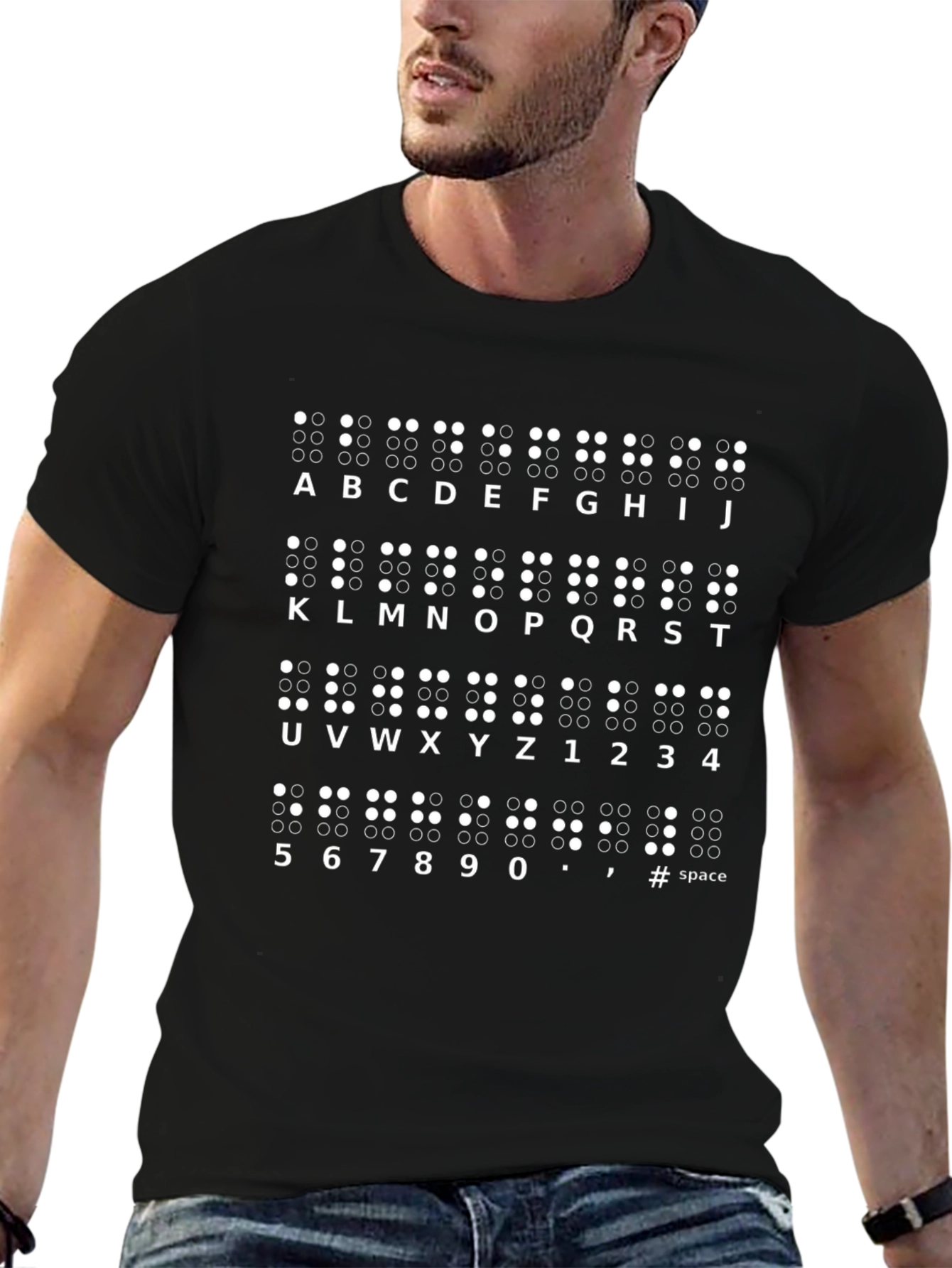 Braille Alphabet T-Shirt - Unisex Black Tee