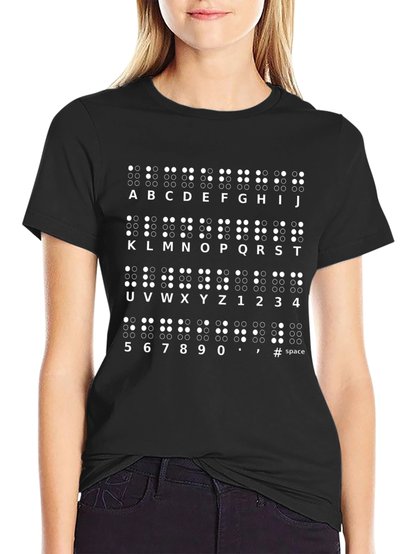 Braille Alphabet T-Shirt - Unisex Black Tee
