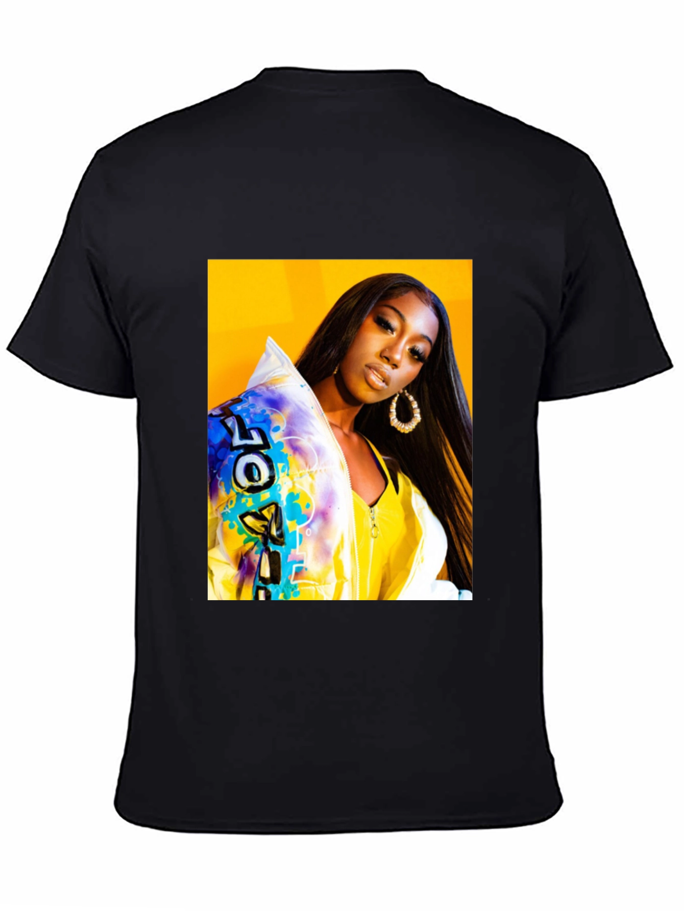 Trendy Graphic T-Shirt - Woman Portrait Black Tee