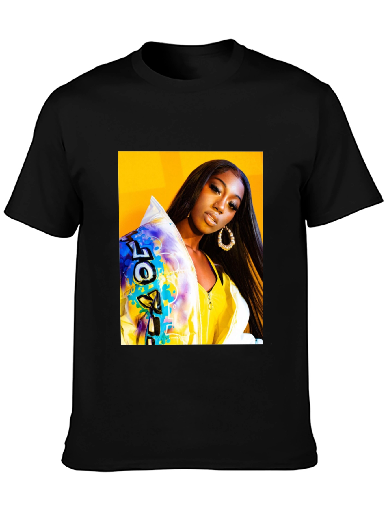 Trendy Graphic T-Shirt - Woman Portrait Black Tee